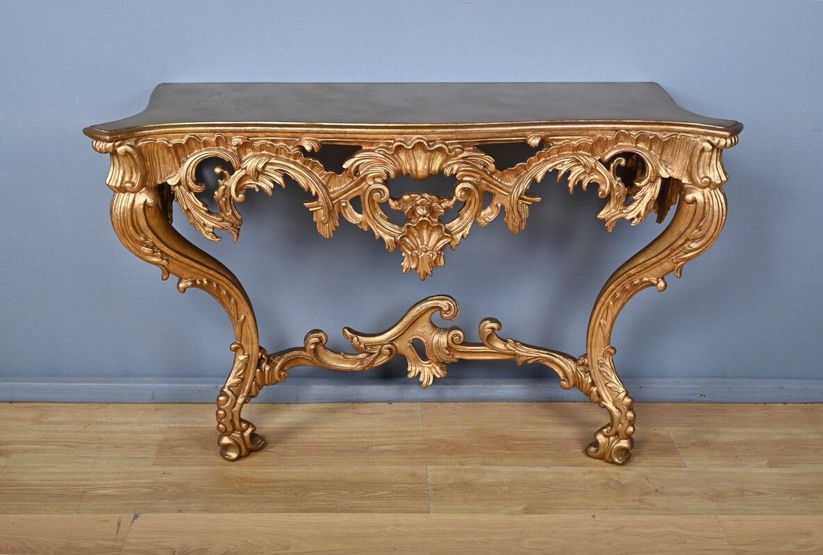 photo vinterior Important Wall Lamp Console In Golden Wood, Louis XV – Style Mid 20th Century