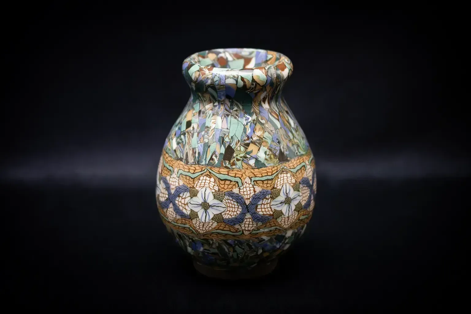 Vase Gerbino en céramique polychrome à terres mêlées, mid-century, Vallauris photo furniture