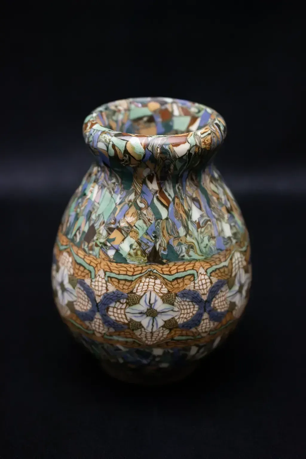 Vase Gerbino en céramique polychrome à terres mêlées, mid-century, Vallauris photo for sale