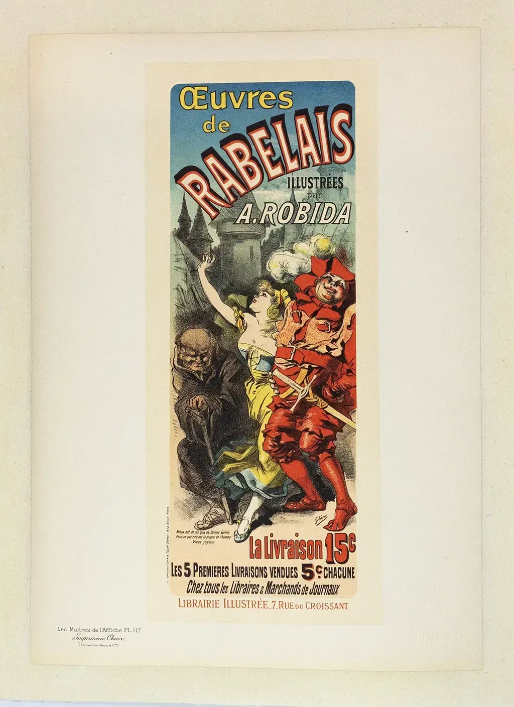 Poster By Jules Chéret “Works Of Rabelais” Illustrated By Robida – Les Maîtres De L'affiche, Pl.117, 1898 photo furniture