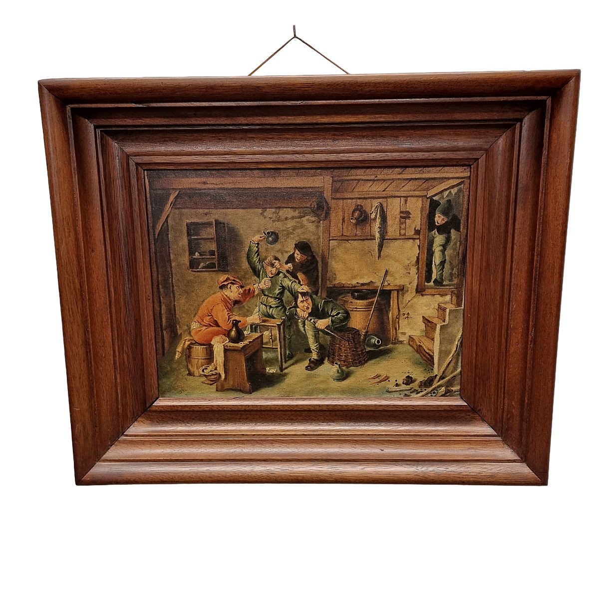 Painting With Genre Piece After Adriaen Brouwer, 1940s