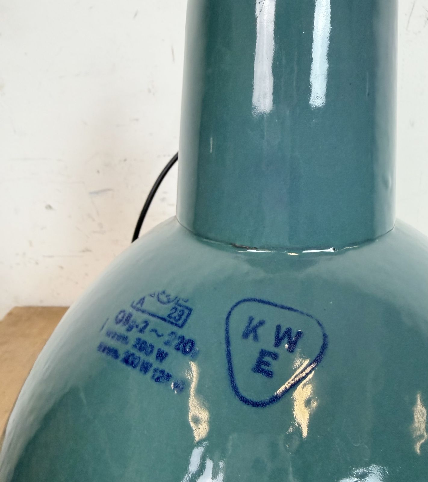 Lighting Industrial Petrol Enamel Factory Pendant Lamp, 1960s, 5x photo