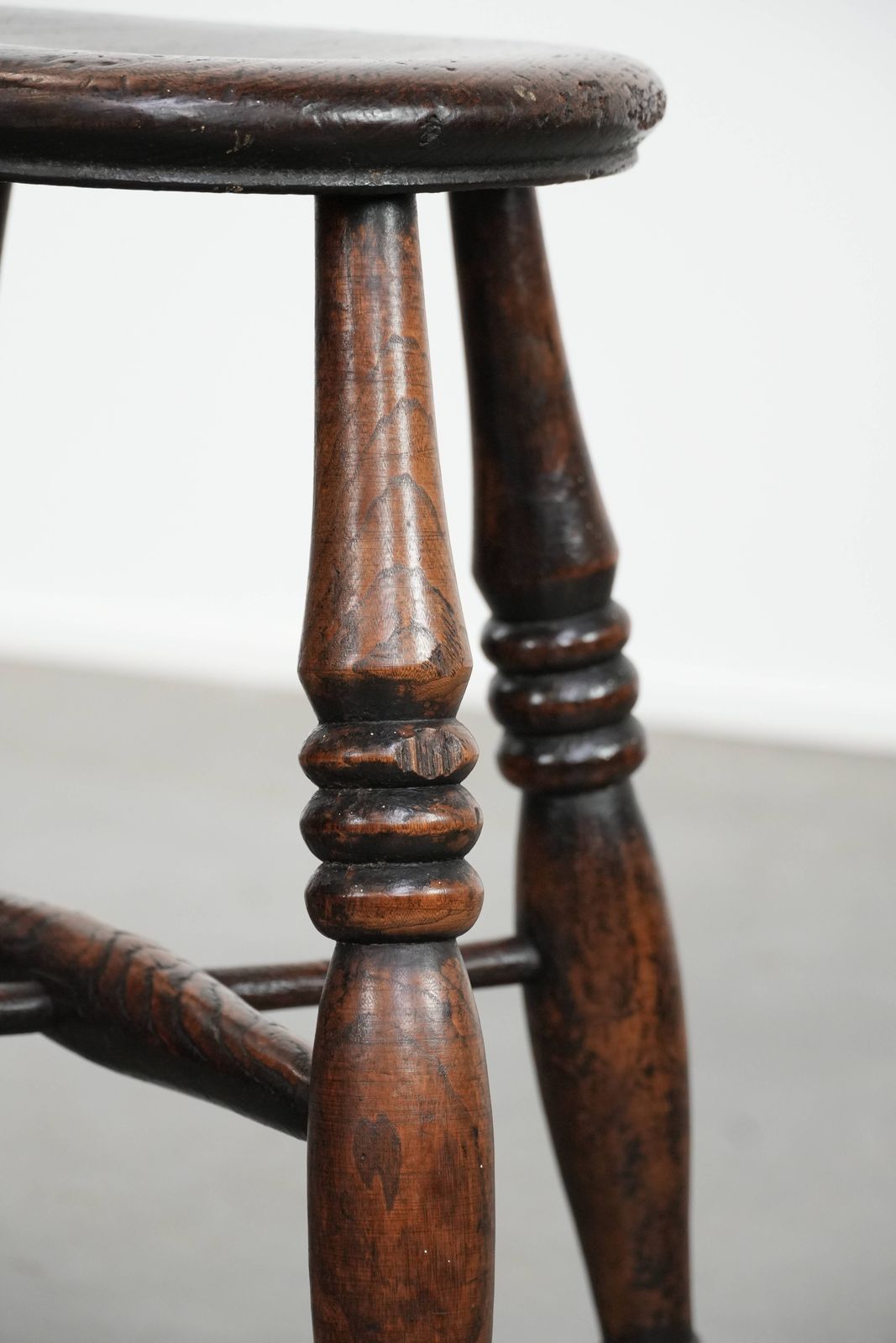 Set Of Two Timeless Antique English Windsor Stools From The 18th Century With A Wonderful Patina photo vintage