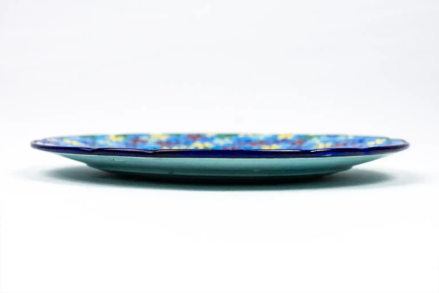 Longwy Plate Circa 1910 – Cloisonné Enamels Decorated With Birds And Flowers On A Blue Background photo vinterior