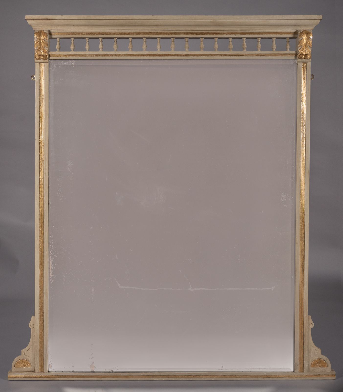 Large 19th Century Victorian English Painted And Parcel   Gilt Overmantle Mirror
