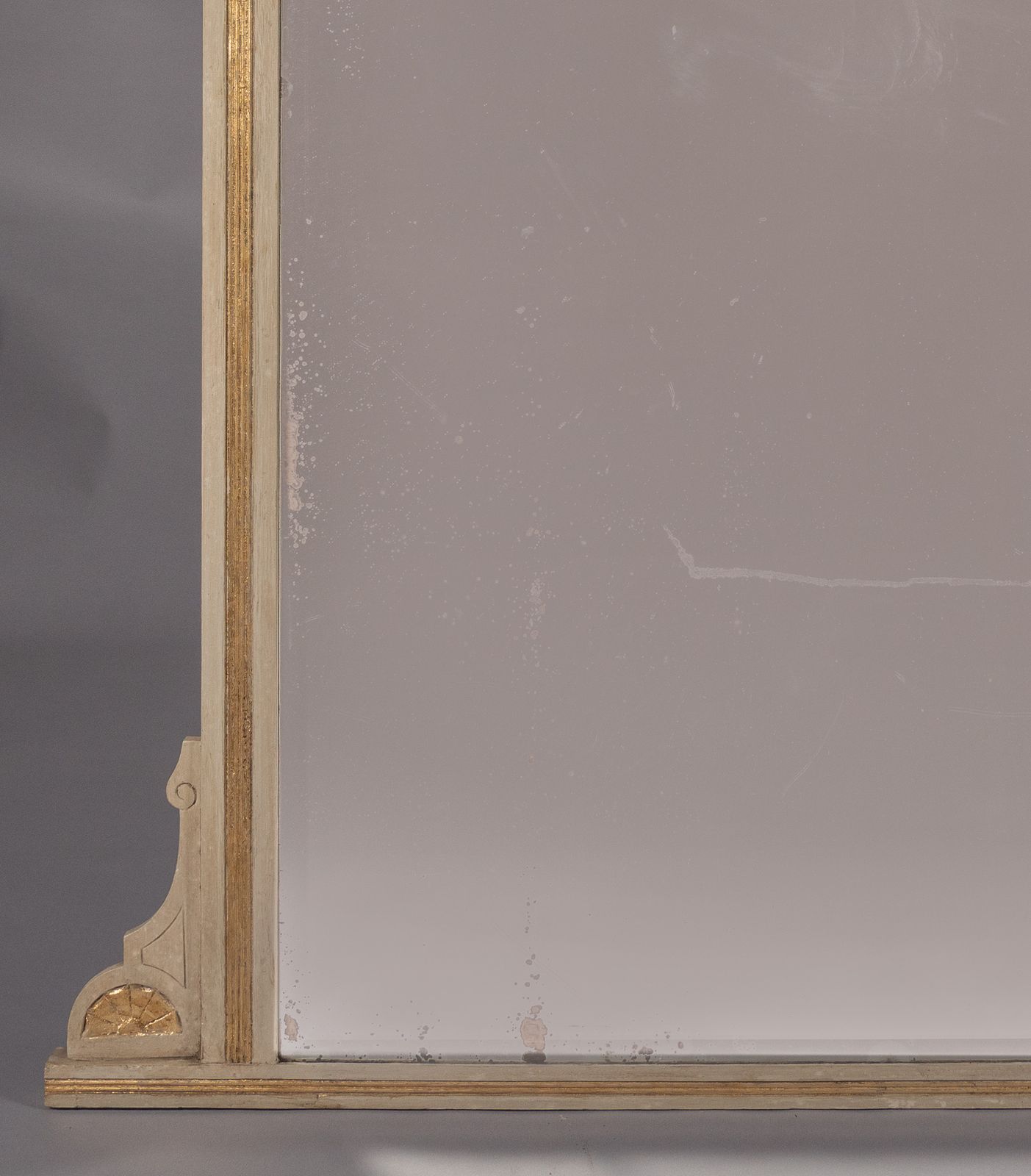Large 19th Century Victorian English Painted And Parcel   Gilt Overmantle Mirror photo 2995.0