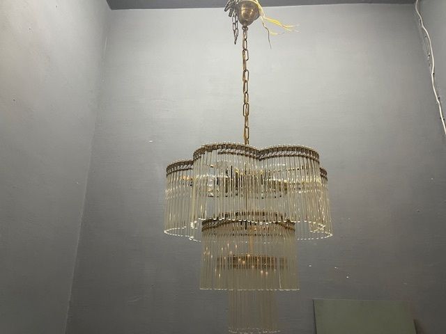 Murano Glass Rod Chandelier 1960’s photo vinterior
