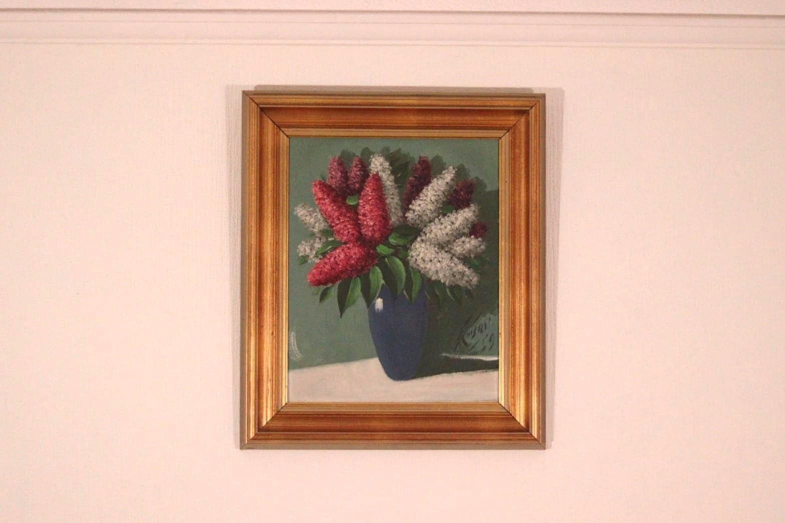 Original Swedish Oil On Panel – “Flower Still Life” – Indistinctly Signed, Vintage & Framed  38 × 30 Cm (15" × 11.8")