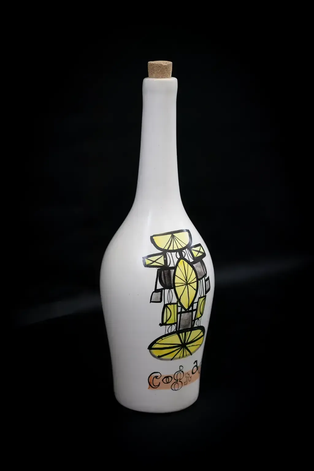 Bouteille à liqueur vintage Capron Vallauris en émail photo Décoration