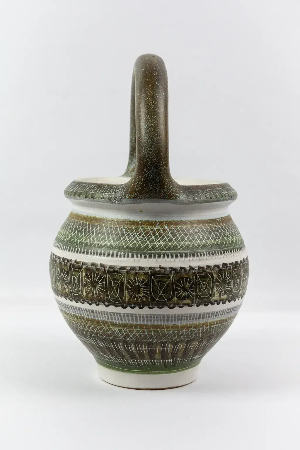Vase With Handle In Glazed Ceramic By Marcel Guillot – Scarred Decoration, Circa 1950 photo 490.0