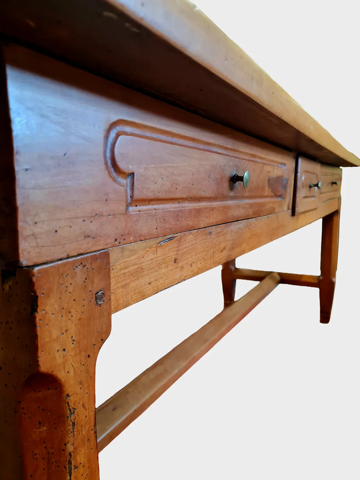 Large Antique French Elm And Fruitwood Farmhouse Refectory Style Dining Table C.1920 photo 1695.0