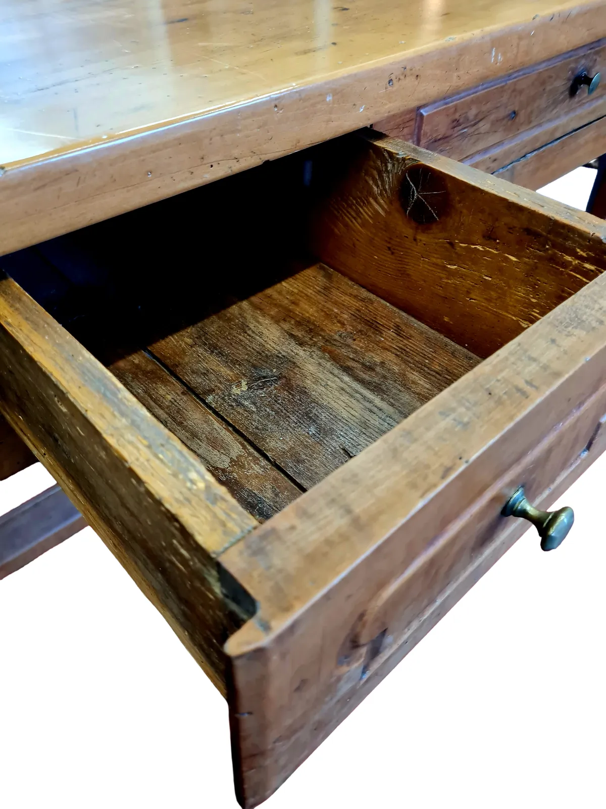 Large Antique French Elm And Fruitwood Farmhouse Refectory Style Dining Table C.1920 photo vintage