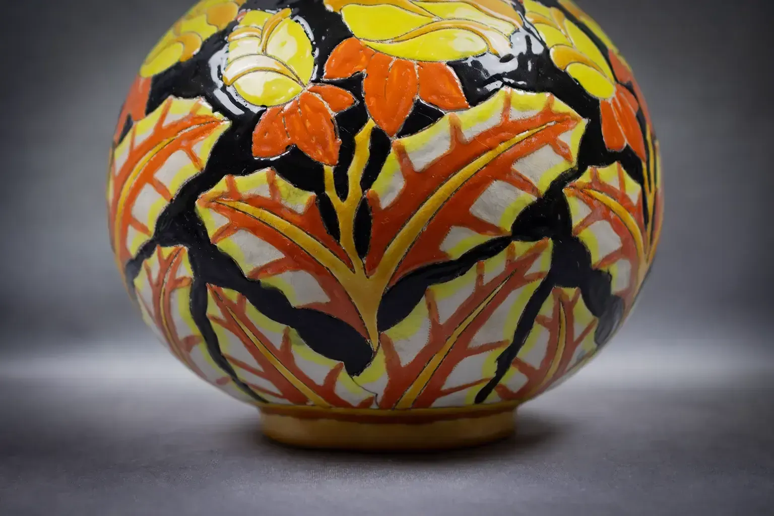 Keramis Crackle Glazed Earthenware Vaas Met Bloemmotief (D.2072) photo buy