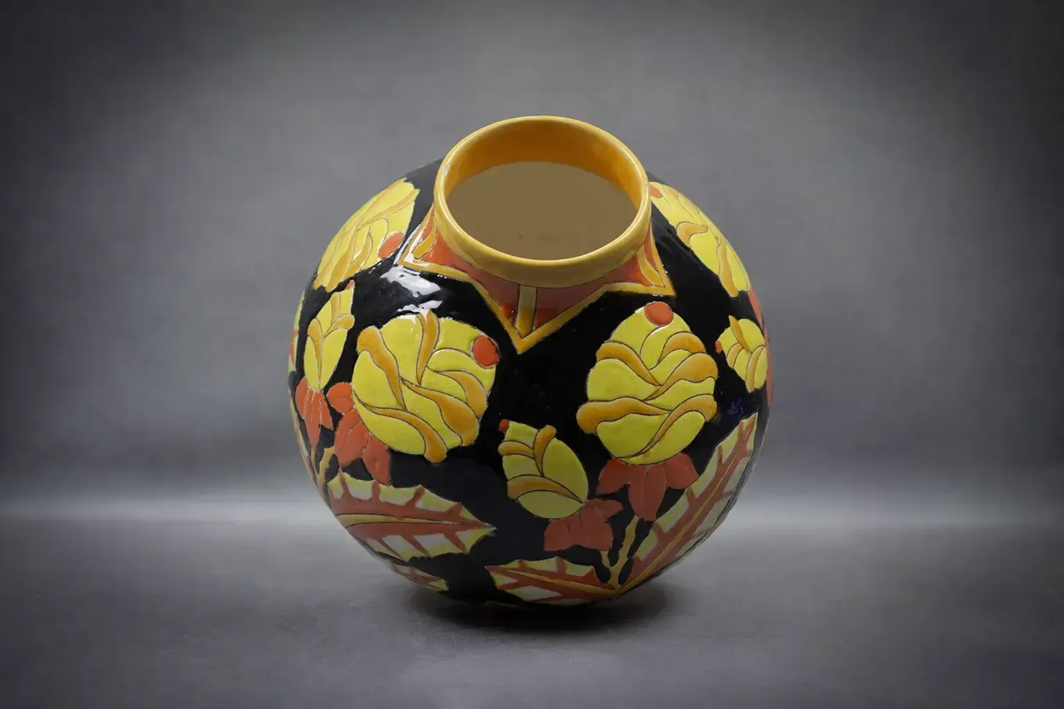 Woonaccessoires Keramis Crackle Glazed Earthenware Vaas Met Bloemmotief (D.2072) photo