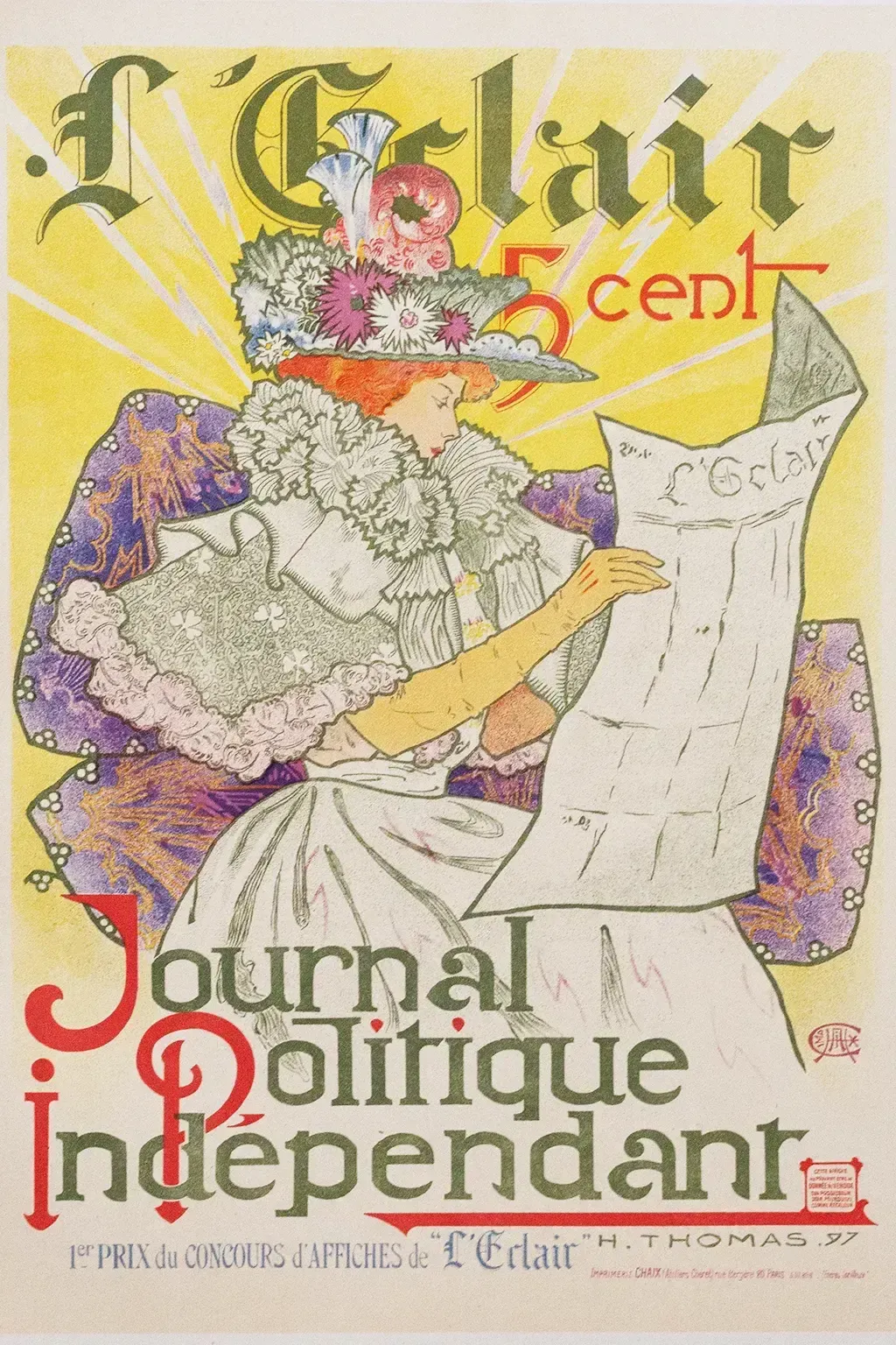Vintage Poster For "L'éclair Independent Political Journal" By H. Thomas – Les Maîtres De L'affiche