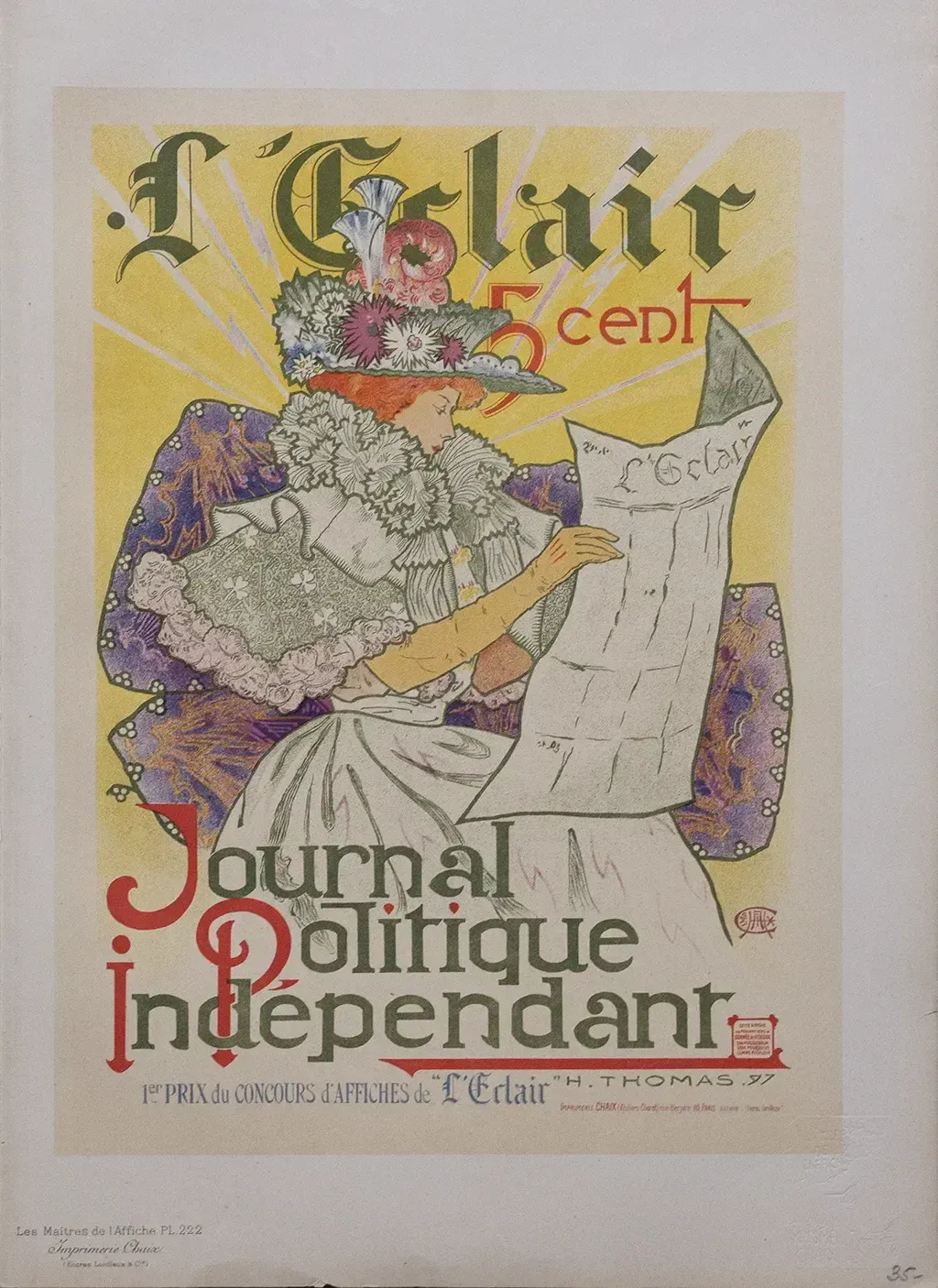 Vintage Poster For "L'éclair Independent Political Journal" By H. Thomas – Les Maîtres De L'affiche photo furniture