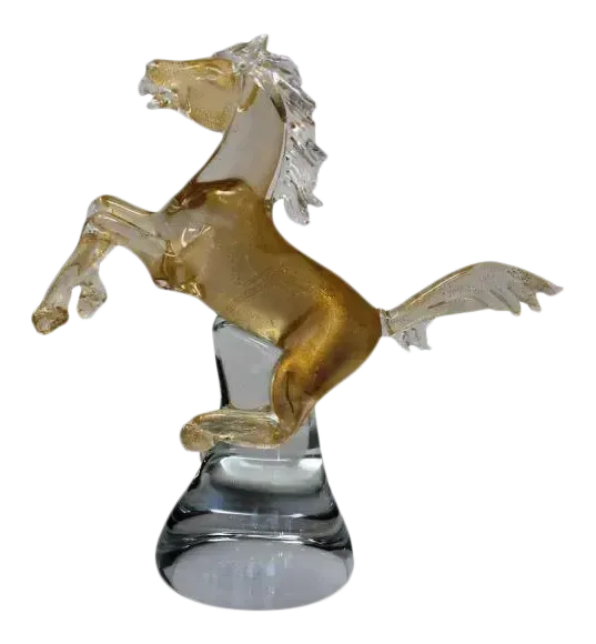 Wave Murano Glass   Stallion Horse Hand Formed In Murano