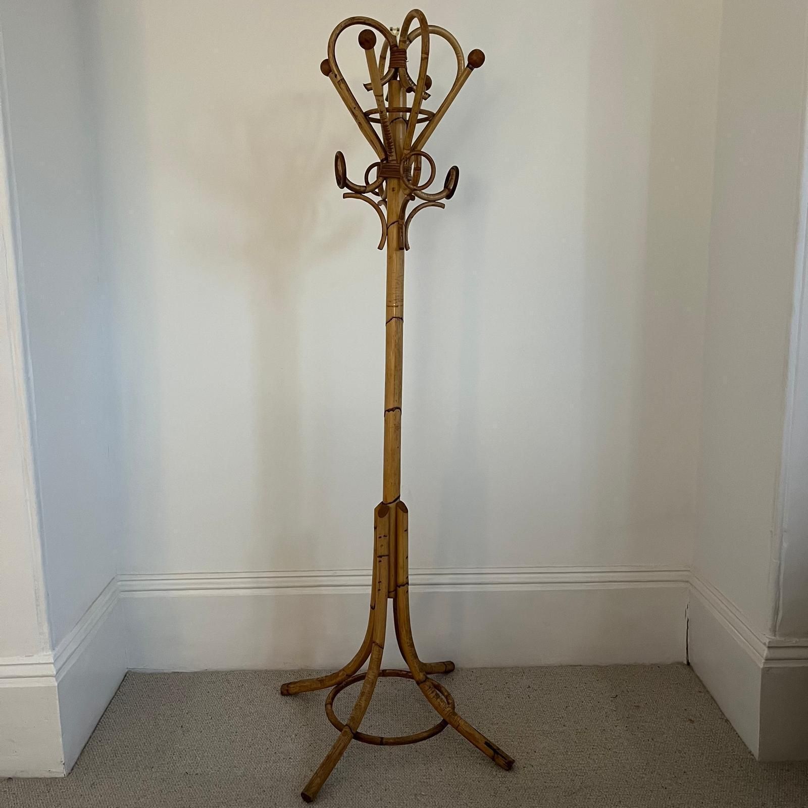 Vintage Bamboo Coat Stand In The Style Of Franco Albini