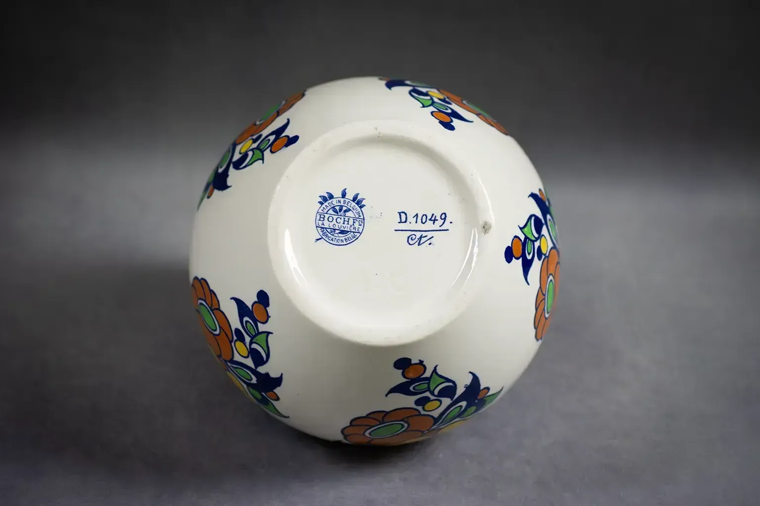 photo for sale Art Deco Bulbous Vase By Charles Catteau For Boch Frères Keramis (D.1049)