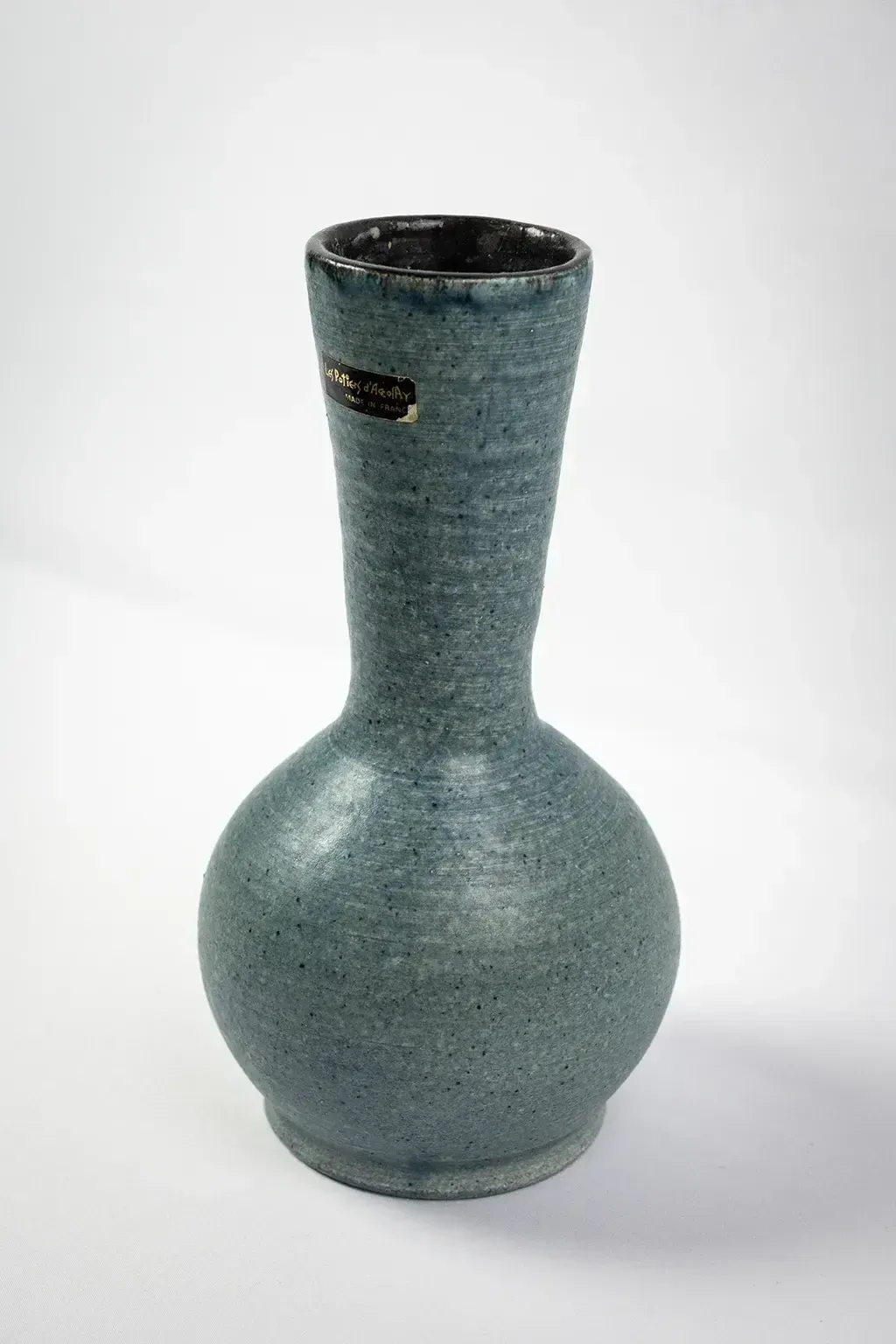 Blue Glazed Stoneware Vase – Les Potiers D'accolay – Signed French Ceramic, 1950s