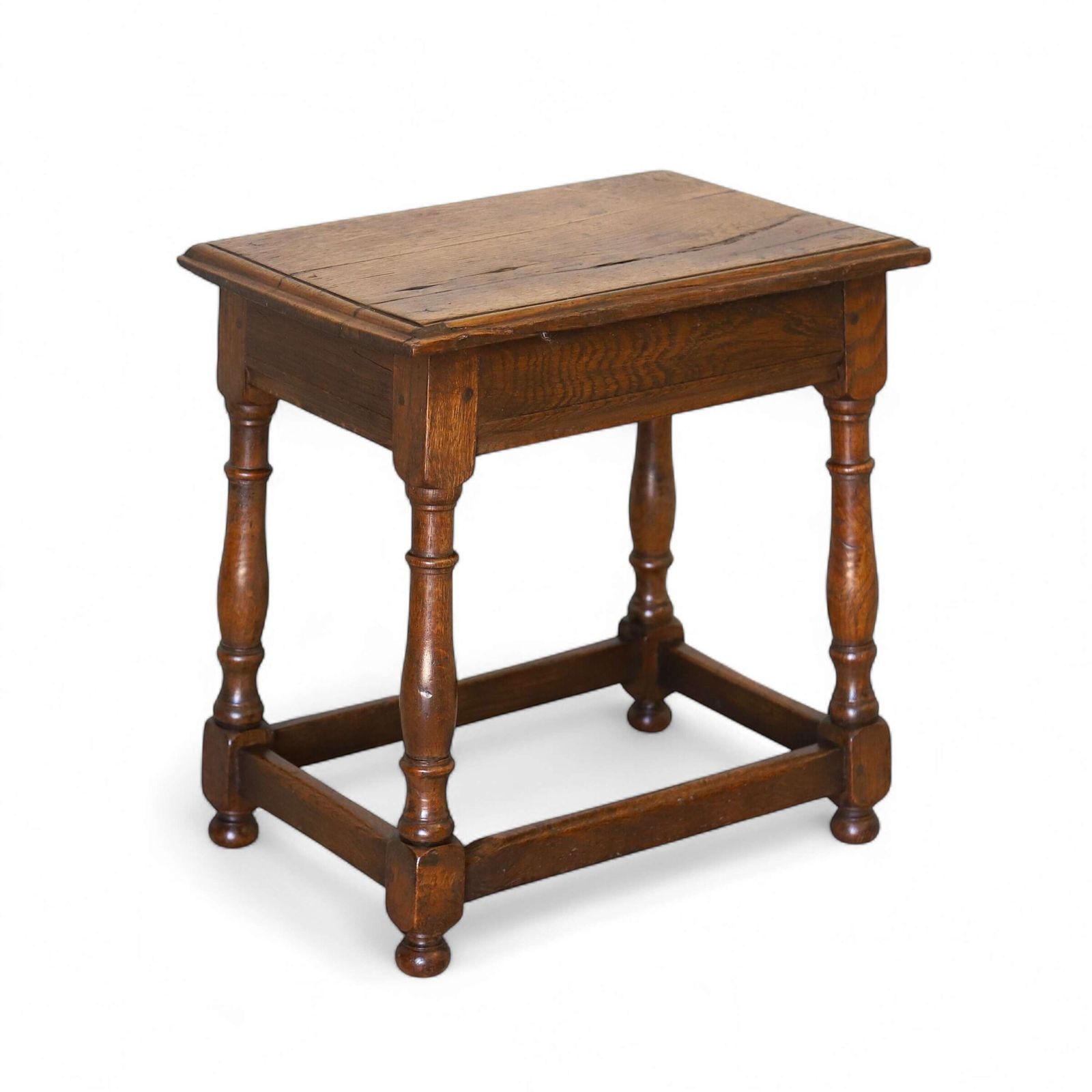 18th Century Georgian English Provincial Joint Stool In Oak With Great Rich Colour