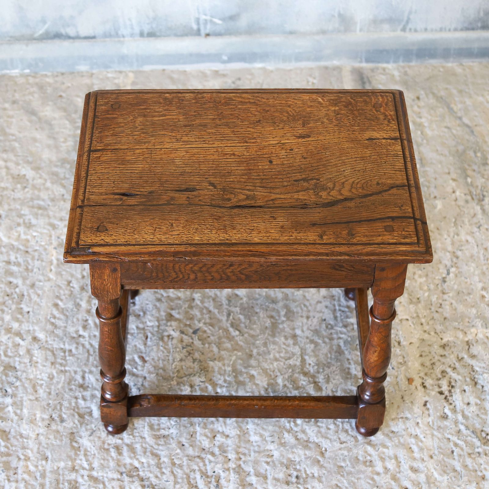 18th Century Georgian English Provincial Joint Stool In Oak With Great Rich Colour photo for sale