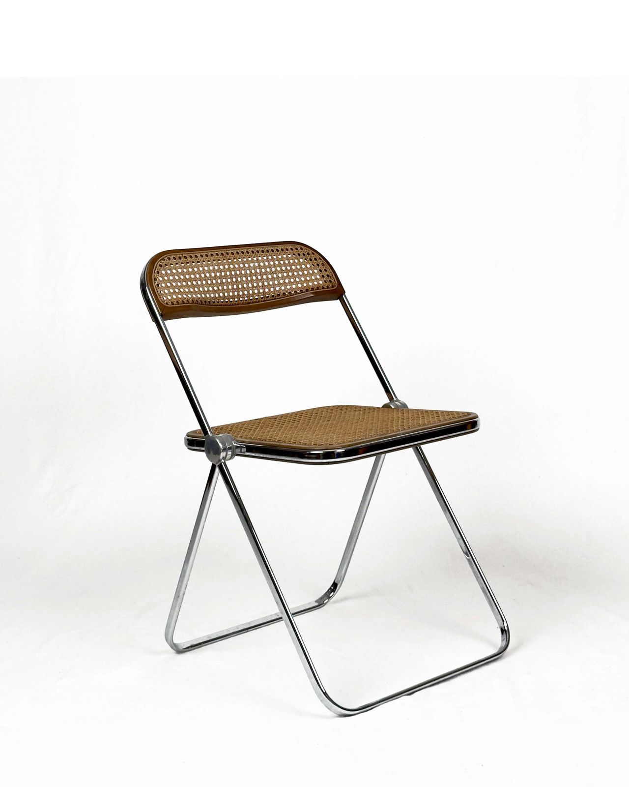Vintage “Plia” Chair With Vienna Straw By Giancarlo Piretti, Italy, 1960s