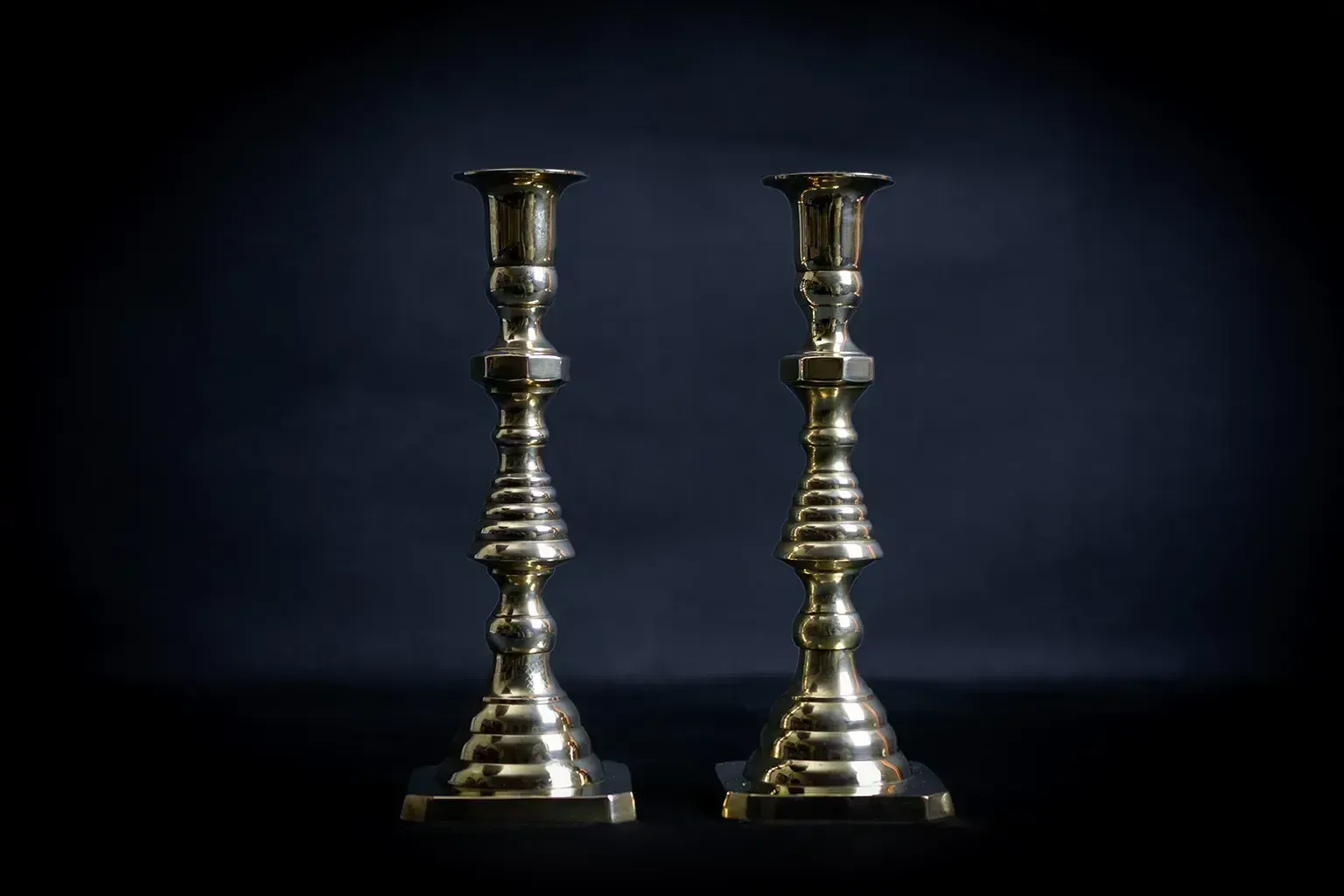 "Diamond & Beehive"   Pair Of Victorian Copper And Brass Candlesticks