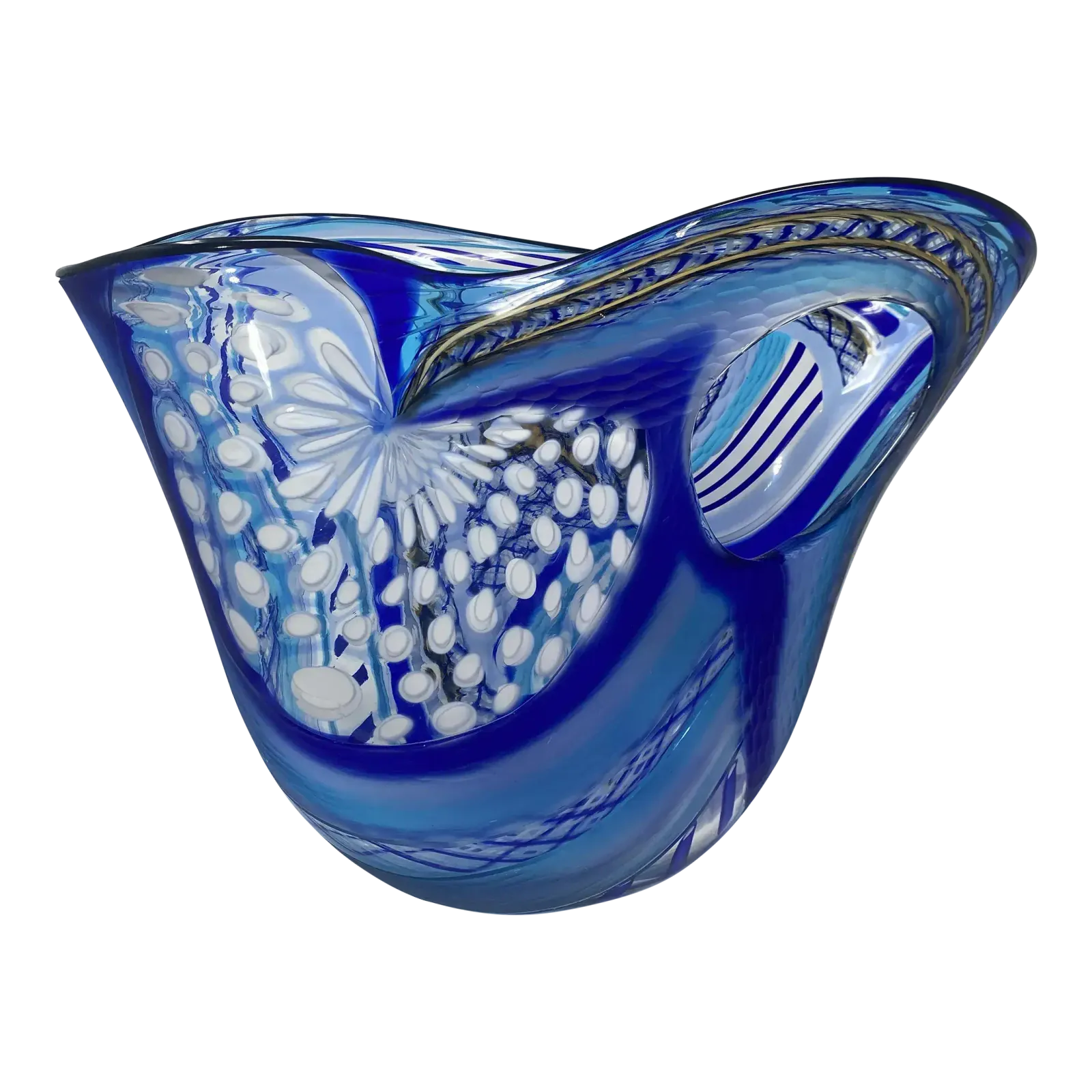 One Of A Kind Murano Glass Vase "Carnevale" By Schiavon