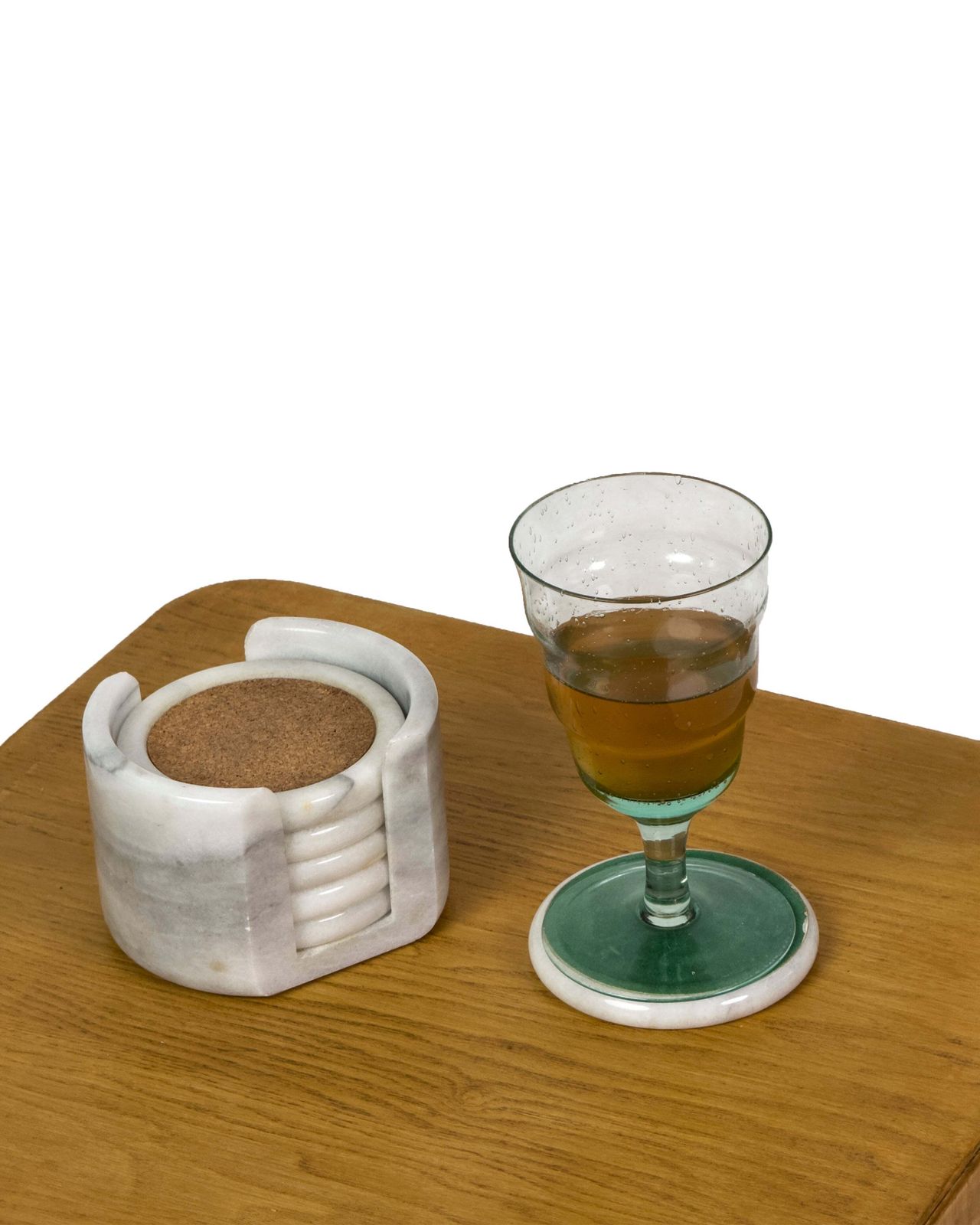 Set Of 6 Vintage Marble Coasters With Holder photo for sale