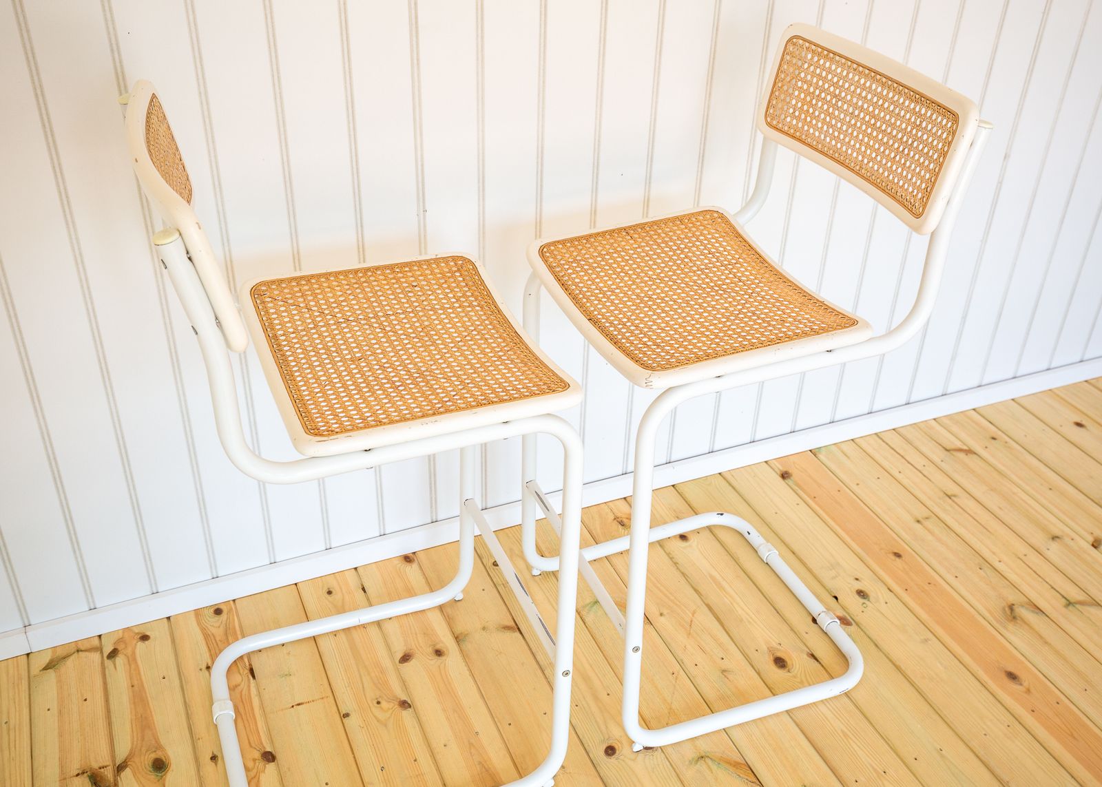 photo buy 2 White Cesca Barstools Marcel Breuer B64 S64 Bauhaus Rattan Bar Chair Mcm 1970s Pair Bar Stools Bar Chairs Mid Century