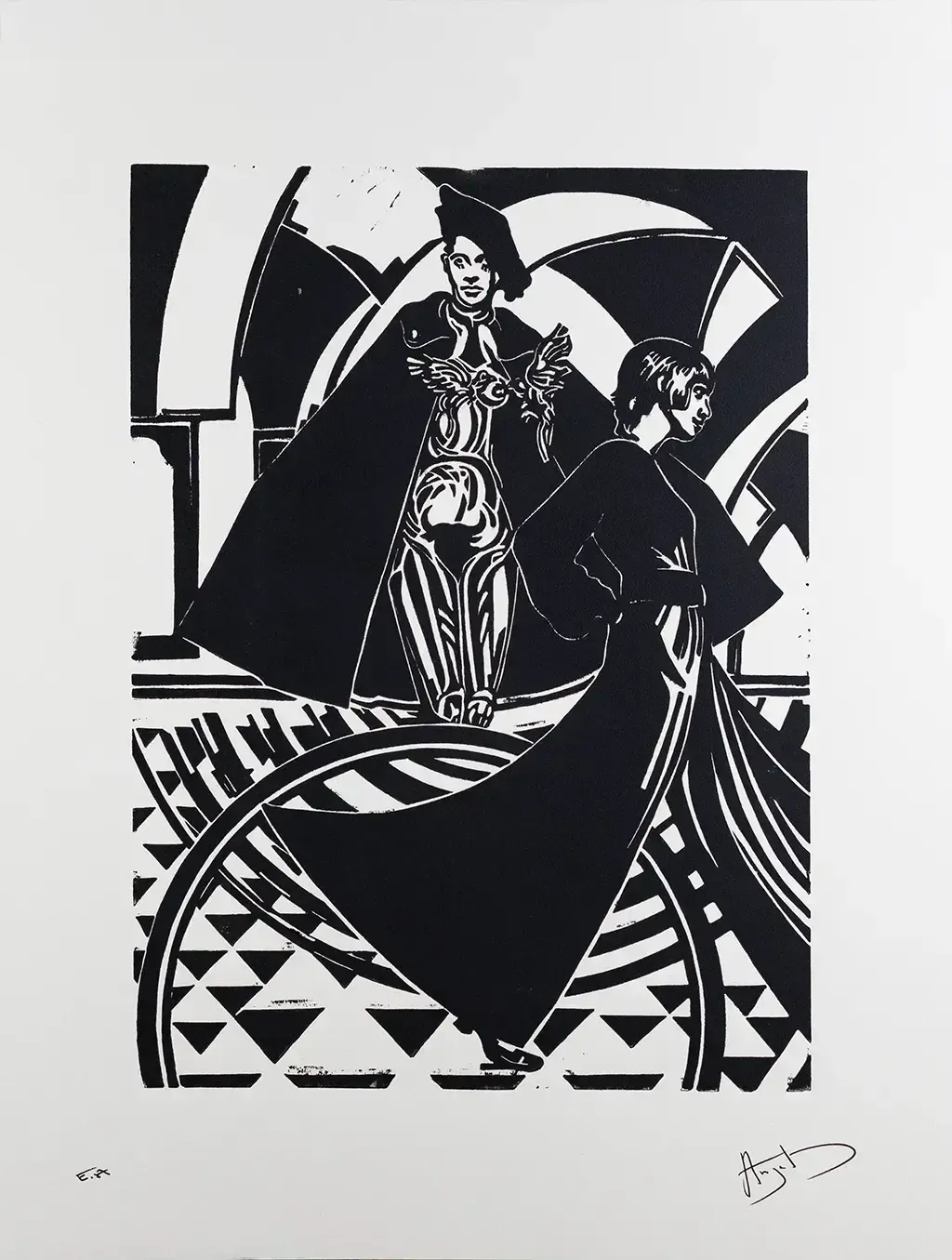 Linocut By Didier Angels – “Maternity” 1960s – Signed Artist's Proof photo for sale