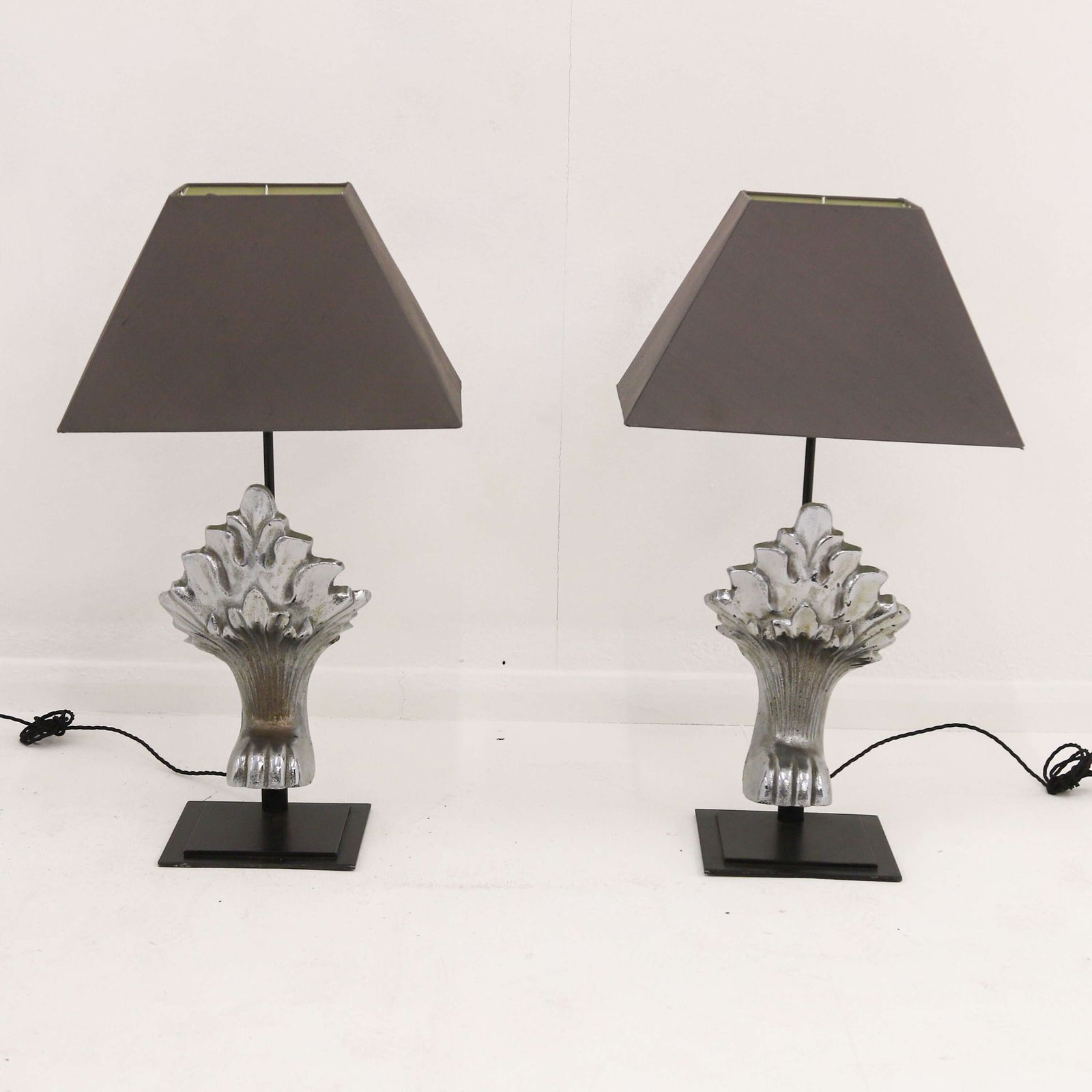 Pair Of Lamps   Formed From A Pair Of Art Deco Bath Feet In Their Original Nickel Finish photo for sale