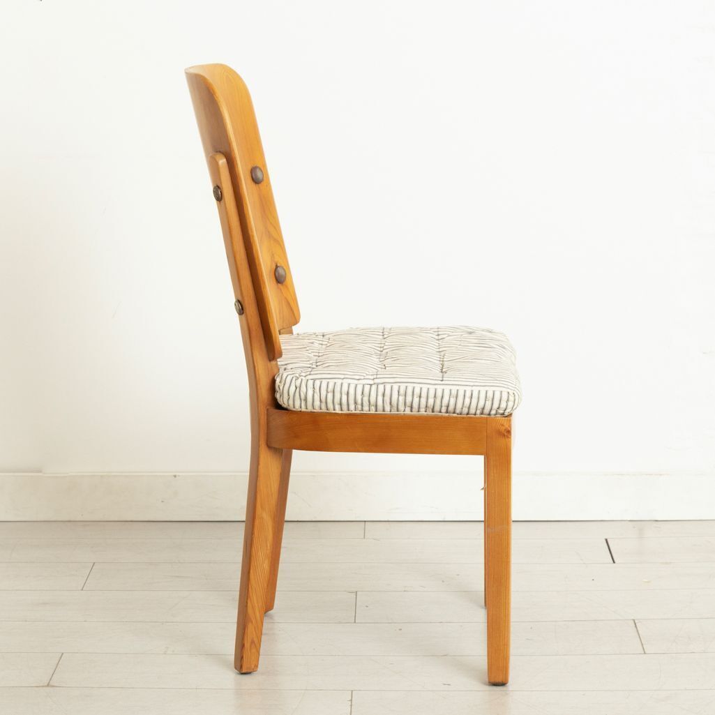 Set Of 8 Swedish Pine Sportstuga Mobler Chairs In The Manner Of Axel Hjorth, With Original Ticking Cushions & Webbing photo Furniture
