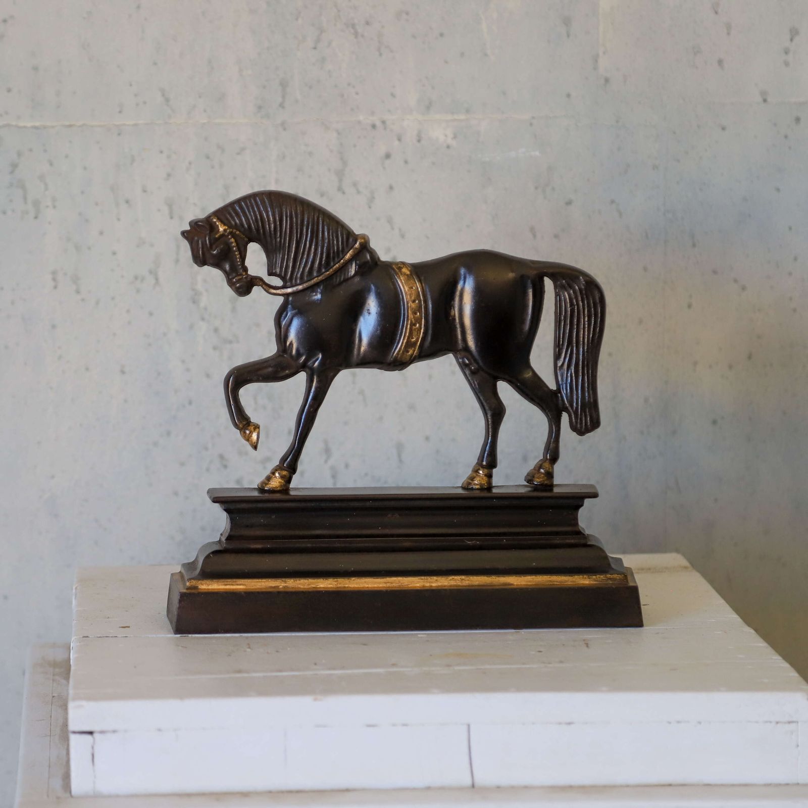 Edwardian Horse Door Stop In Cast Iron With Bronze Details photo for sale