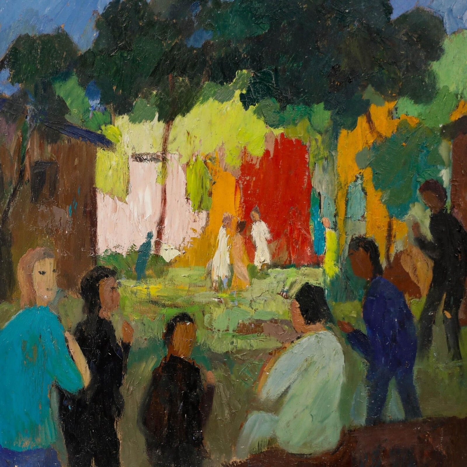 Georges Joubin (1888 1983)   Mid 20th Century Oil, Garden Party photo Art
