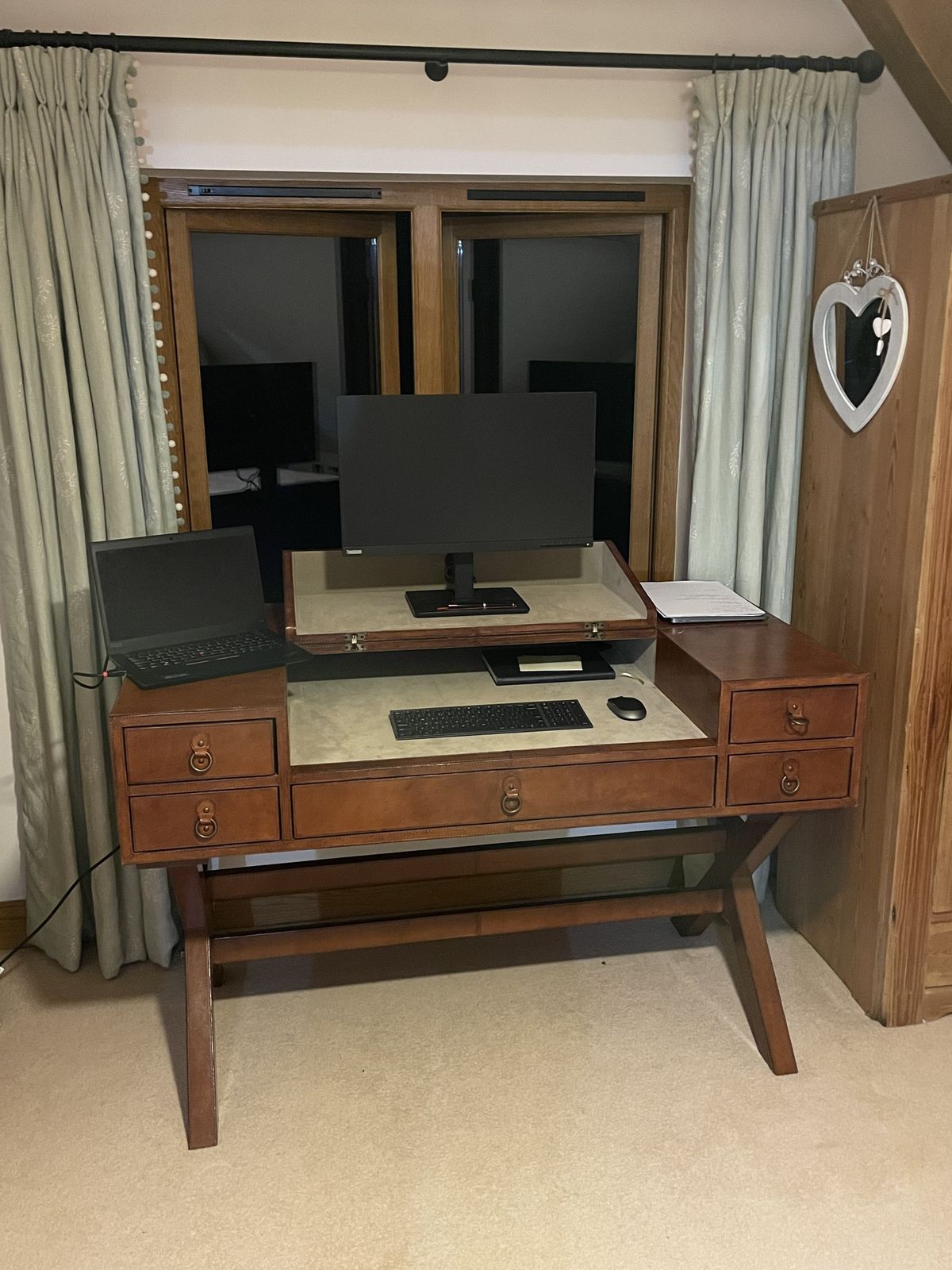 Beautiful Leather Campaign Desk photo furniture