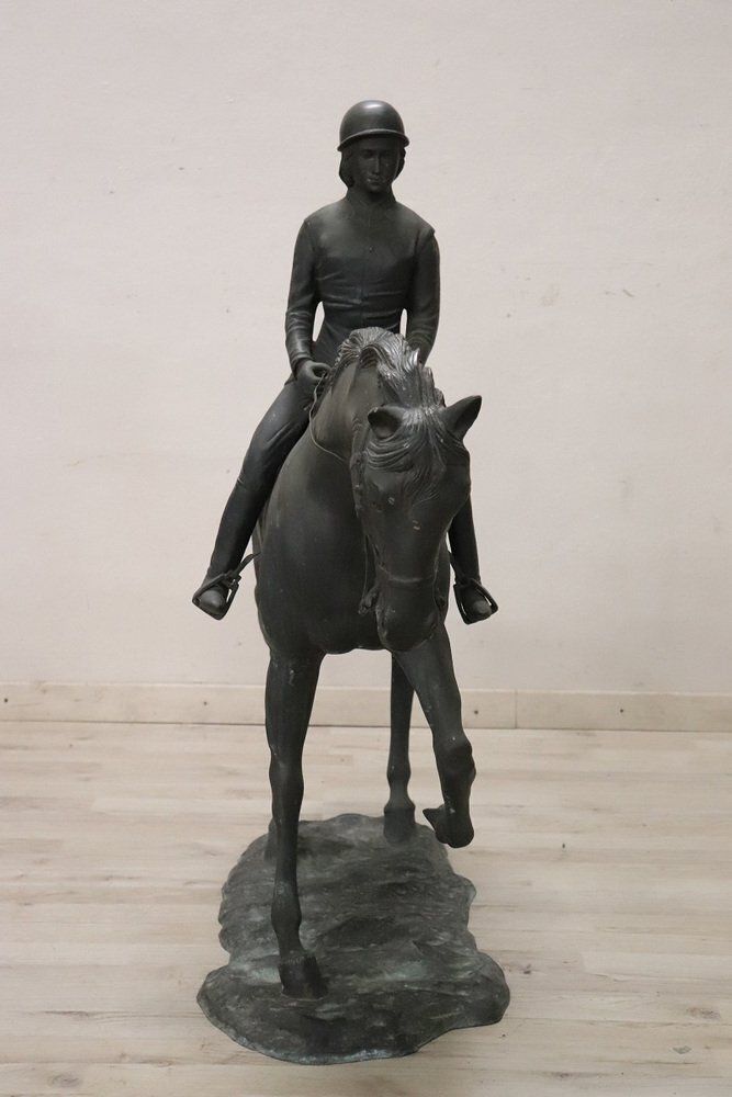 Horse And Jockey, Early 20th Century, Bronze photo vintage