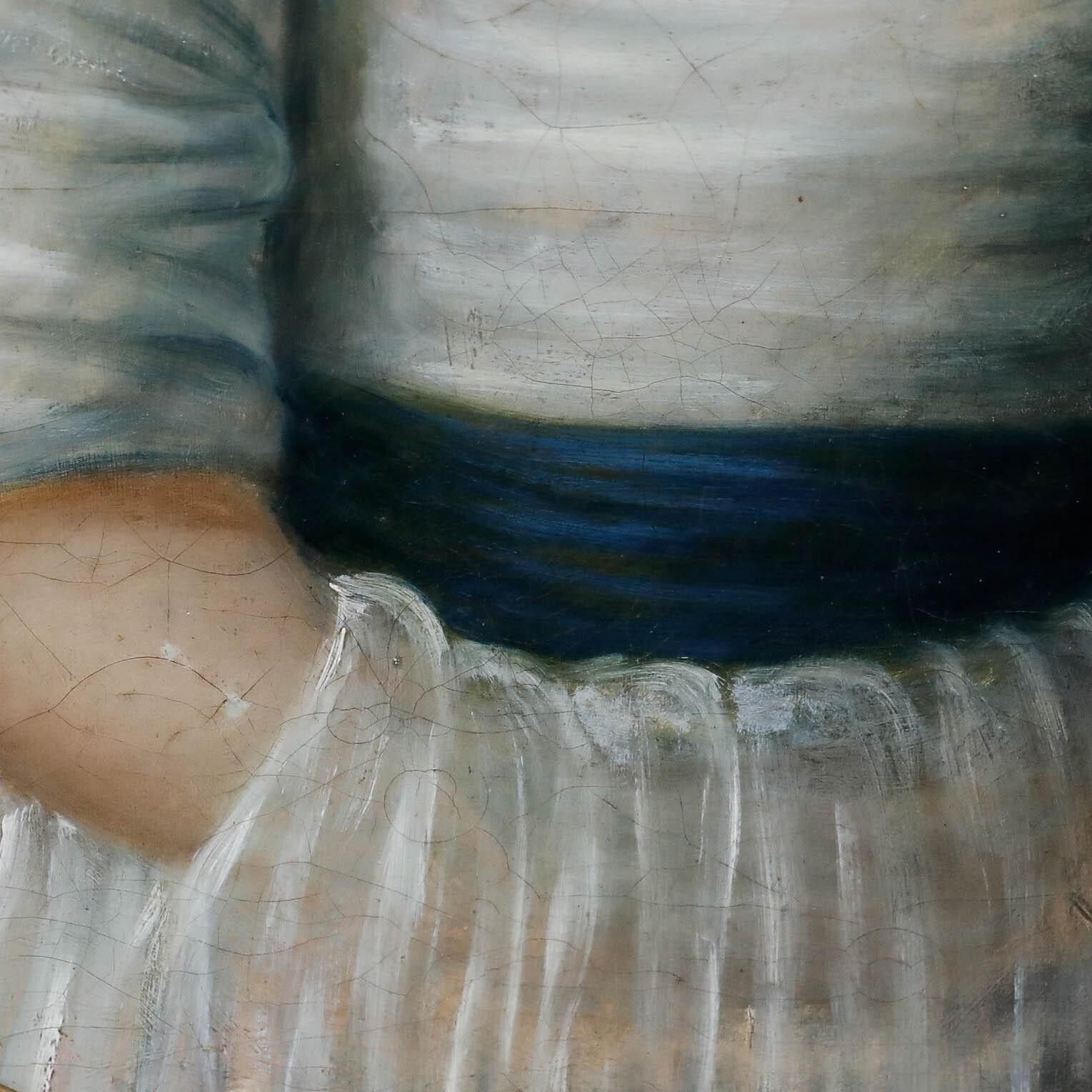 Fine Regency Early 19th Century Oil   Girl With A Blue Ribbon photo Art