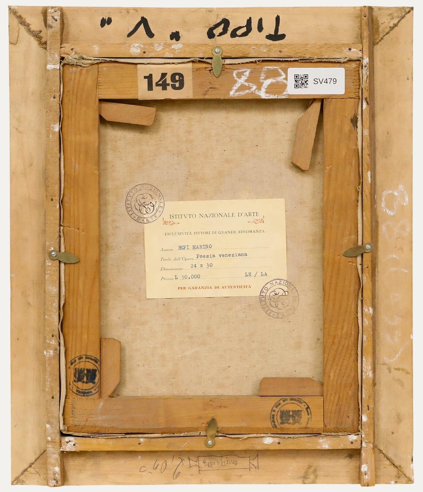 Giuseppe Marino (1903 1975)   Framed Mid 20th Century Oil, Poesia Veneziana photo for sale