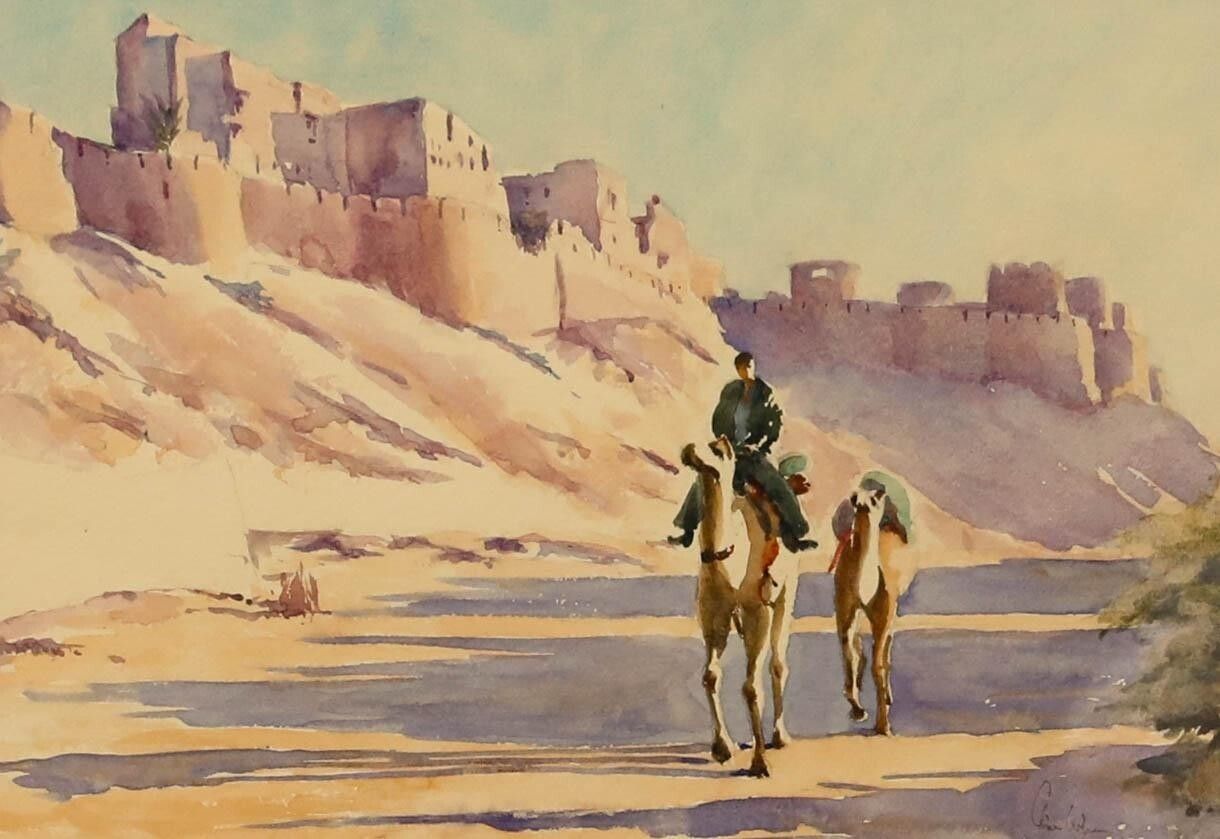 Clive Wilson (B. 1946)   Framed 20th Century Watercolour, Off To Work, Jaisalmer photo furniture