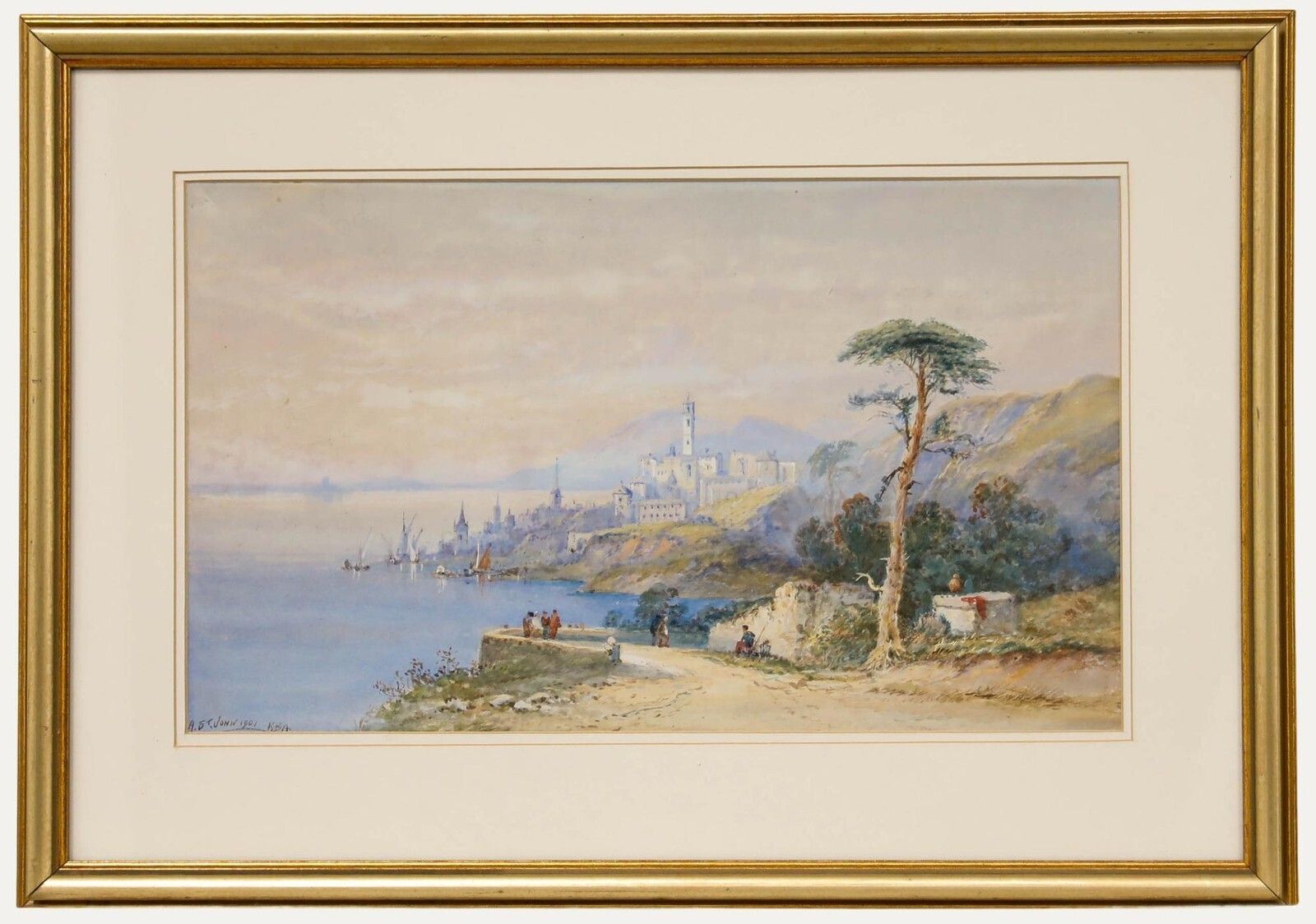 Edwin St John (1878 1961)   1901 Watercolour, View Of The Town