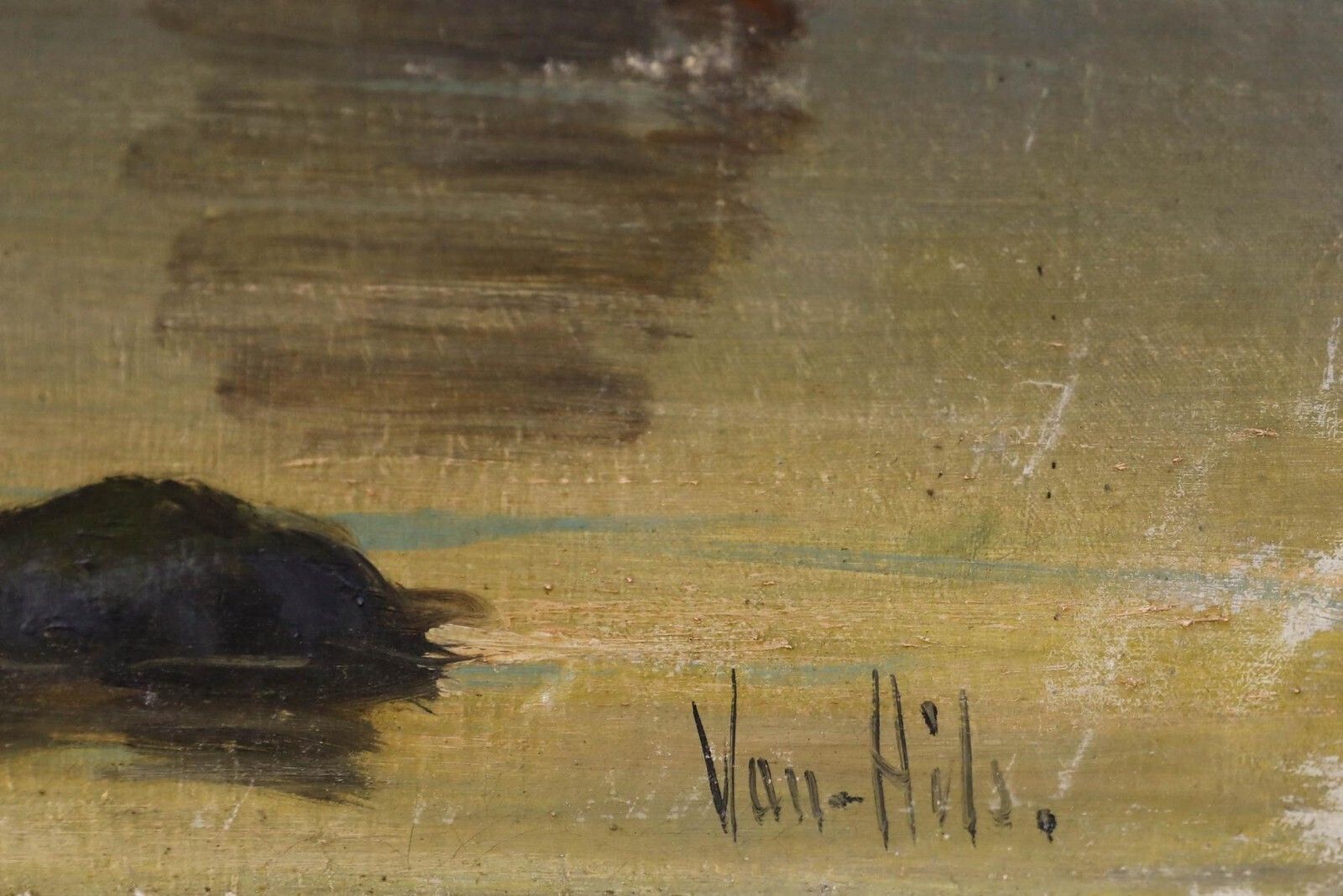Van Hils   Framed Late 19th Century Oil, Early Morning At The Harbour photo buy