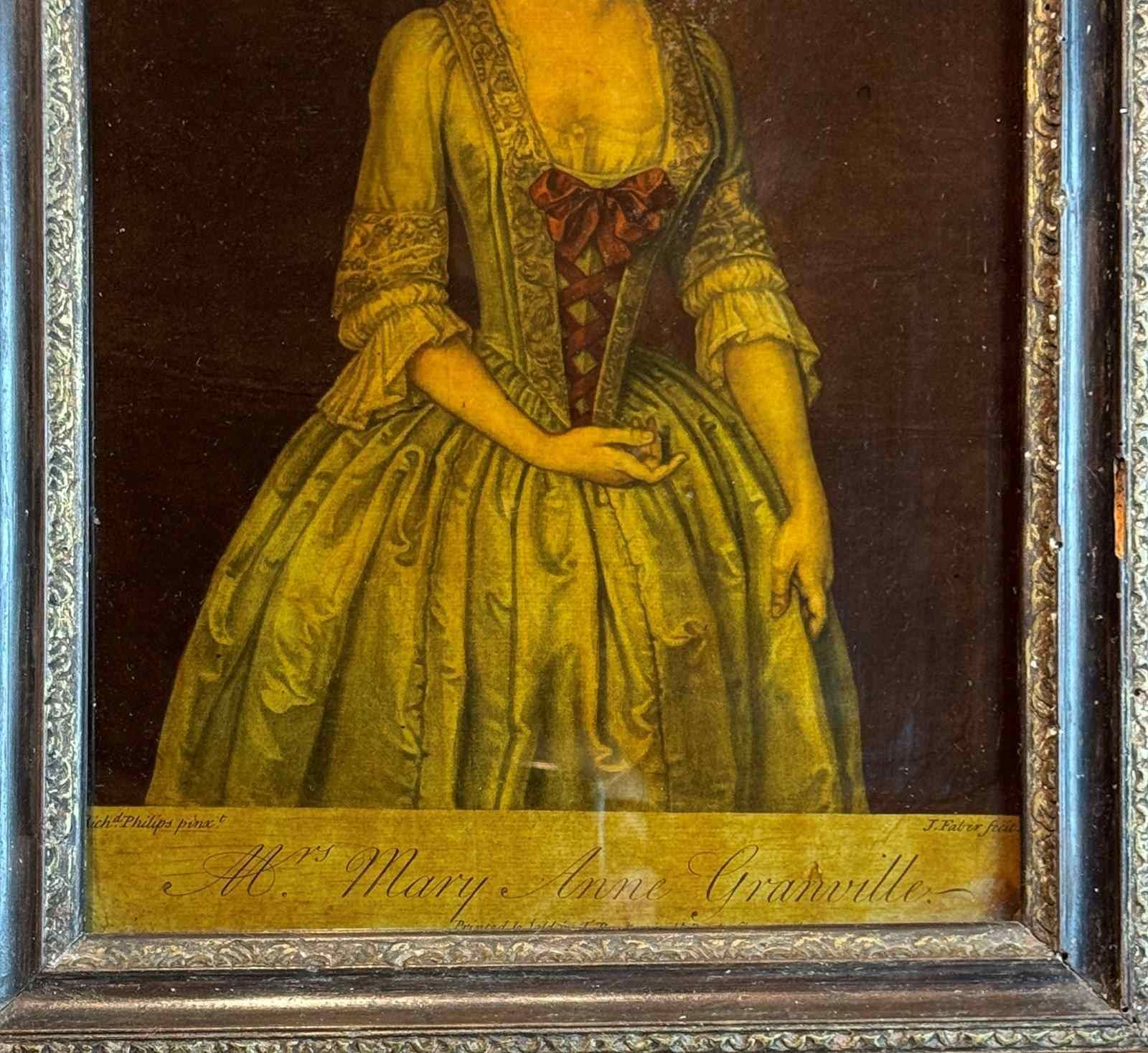 Georgian Reverse Glass Mezzotint Of Mrs Mary Anne Grenville photo Art