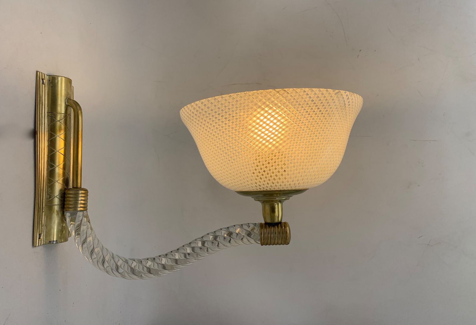 Pair Of Wall Lamps Attributed To Venini Reticello Made In Italy photo furniture