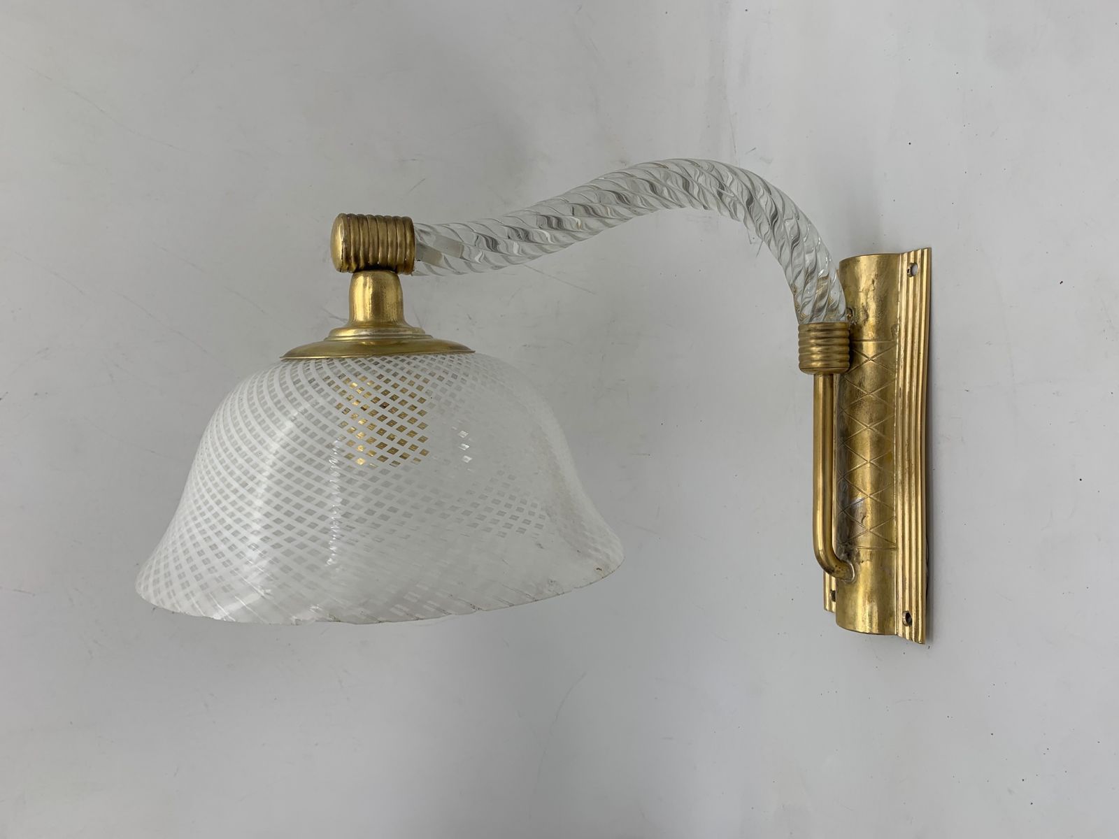 Pair Of Wall Lamps Attributed To Venini Reticello Made In Italy photo Lighting