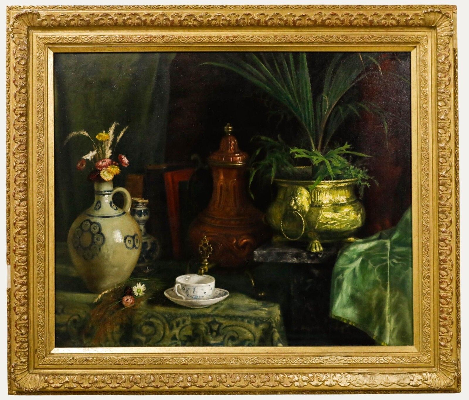 Fine Late 19th Century Oil   Still Life With Samovar