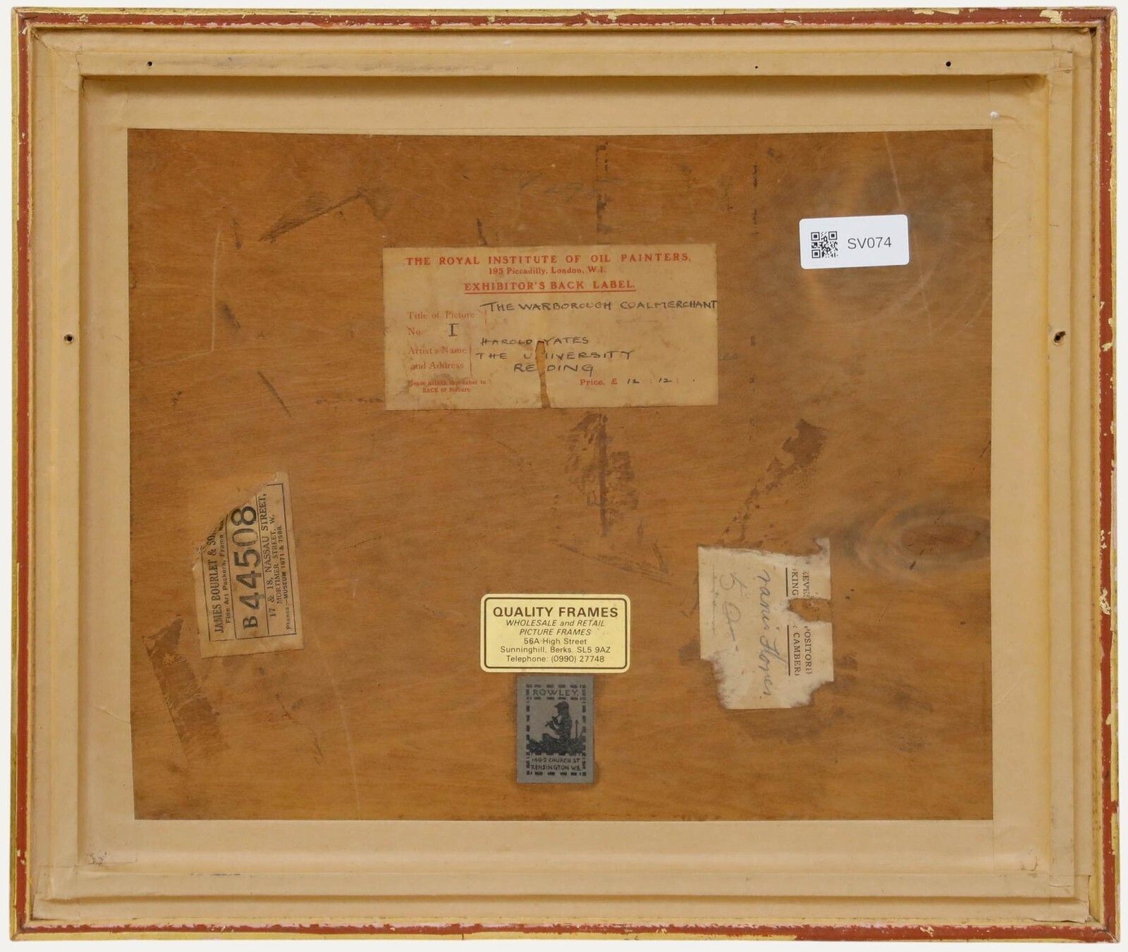 Harold Yates (1916 2000)   Framed 1938 Oil, The Warborough Coalmerchant photo for sale