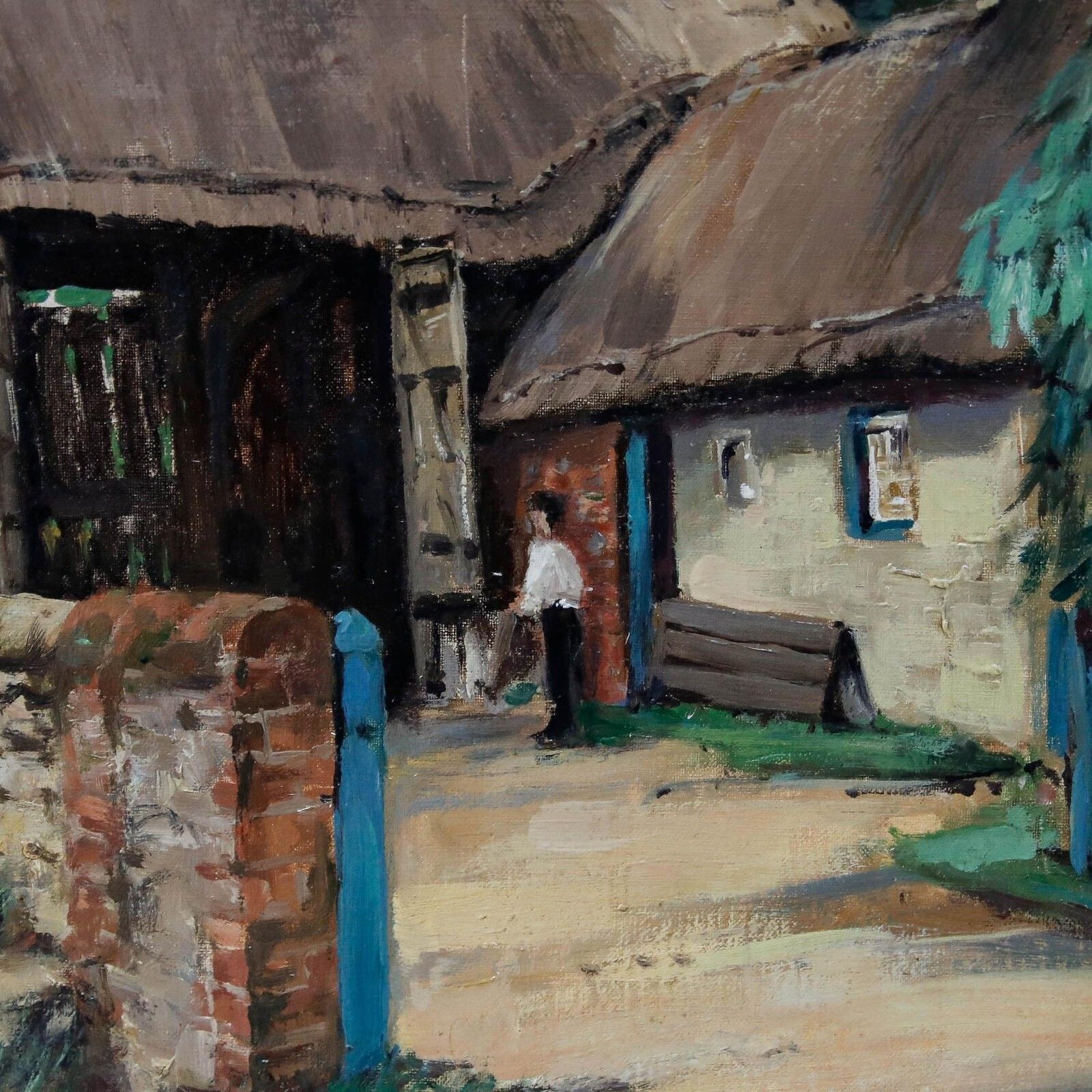 Harold Yates (1916 2000)   Framed 1938 Oil, The Warborough Coalmerchant photo Art