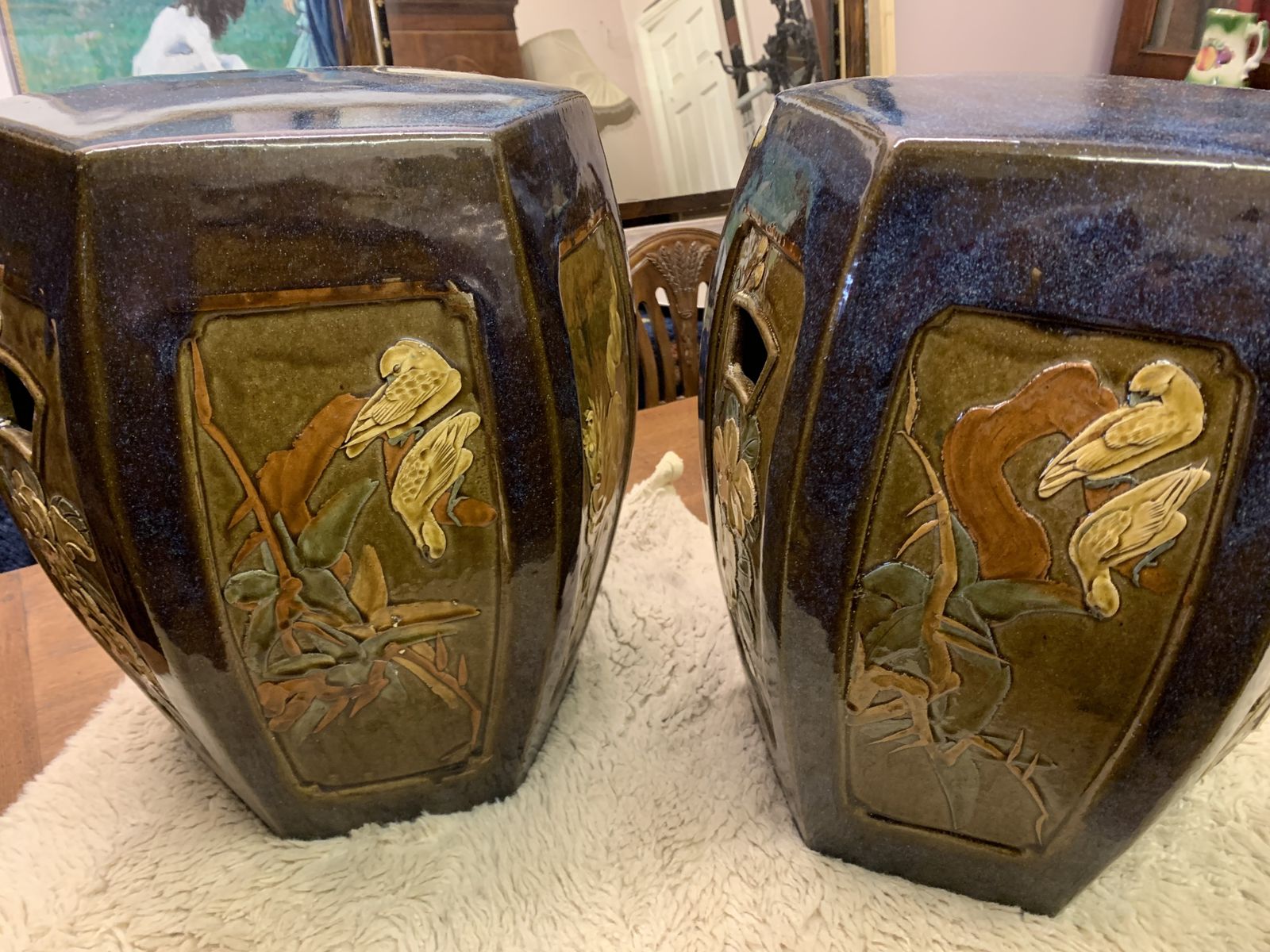 Pair Of Oriental Ceramic Garden Seats photo Garden Furniture
